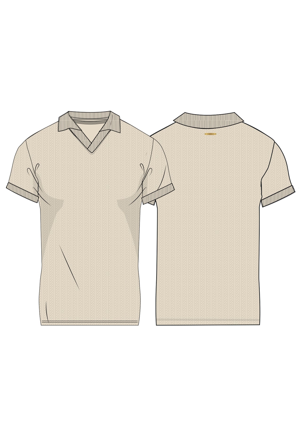 Ecru Textured Polo T-Shirt