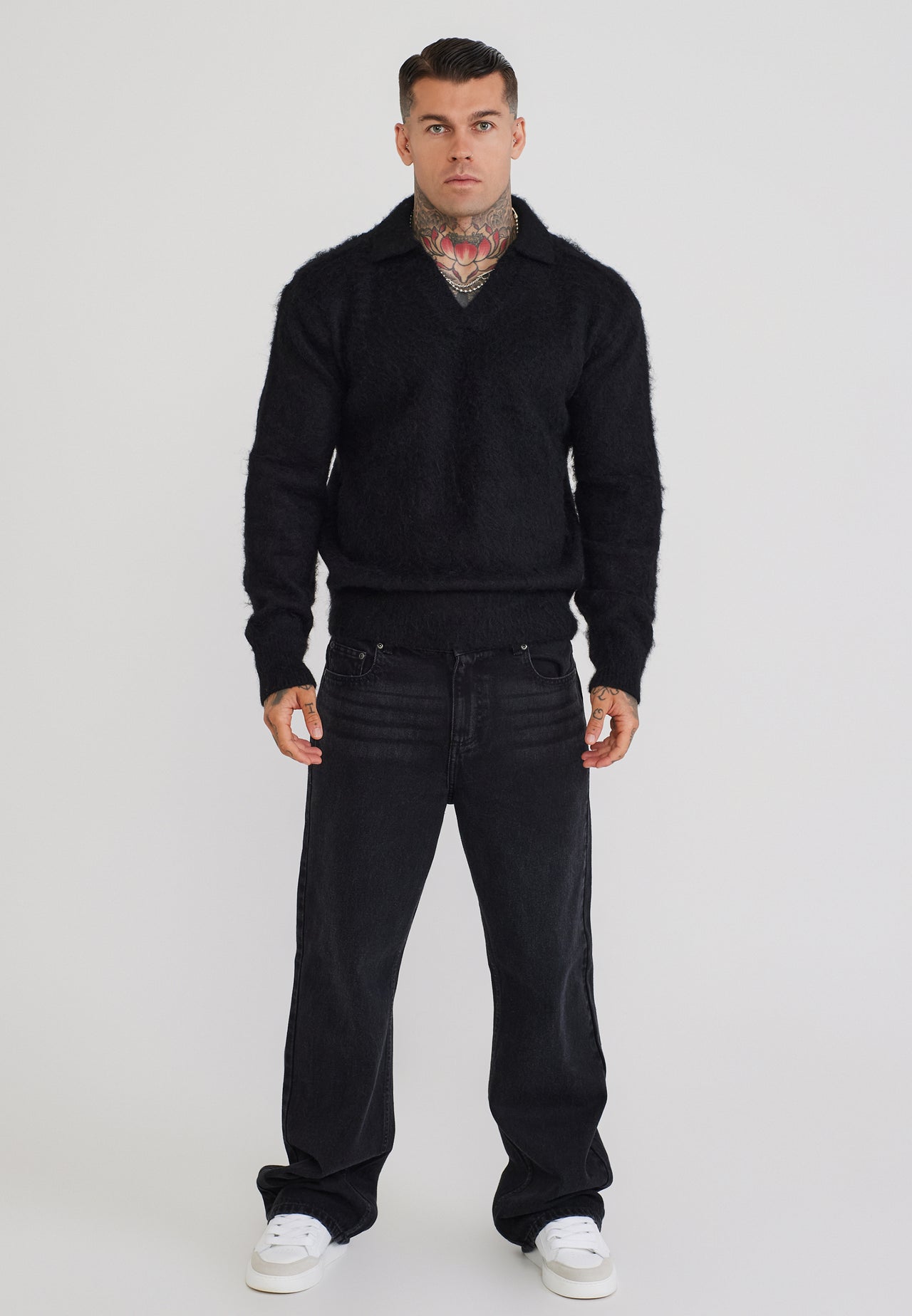 Black Knitted Polo Sweater (2)