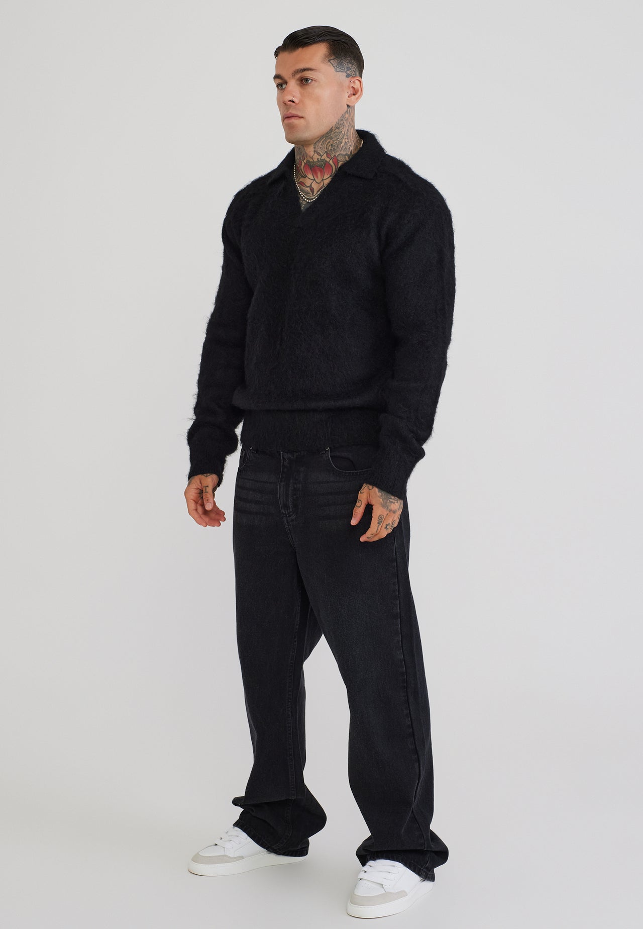 Black Knitted Polo Sweater (3)