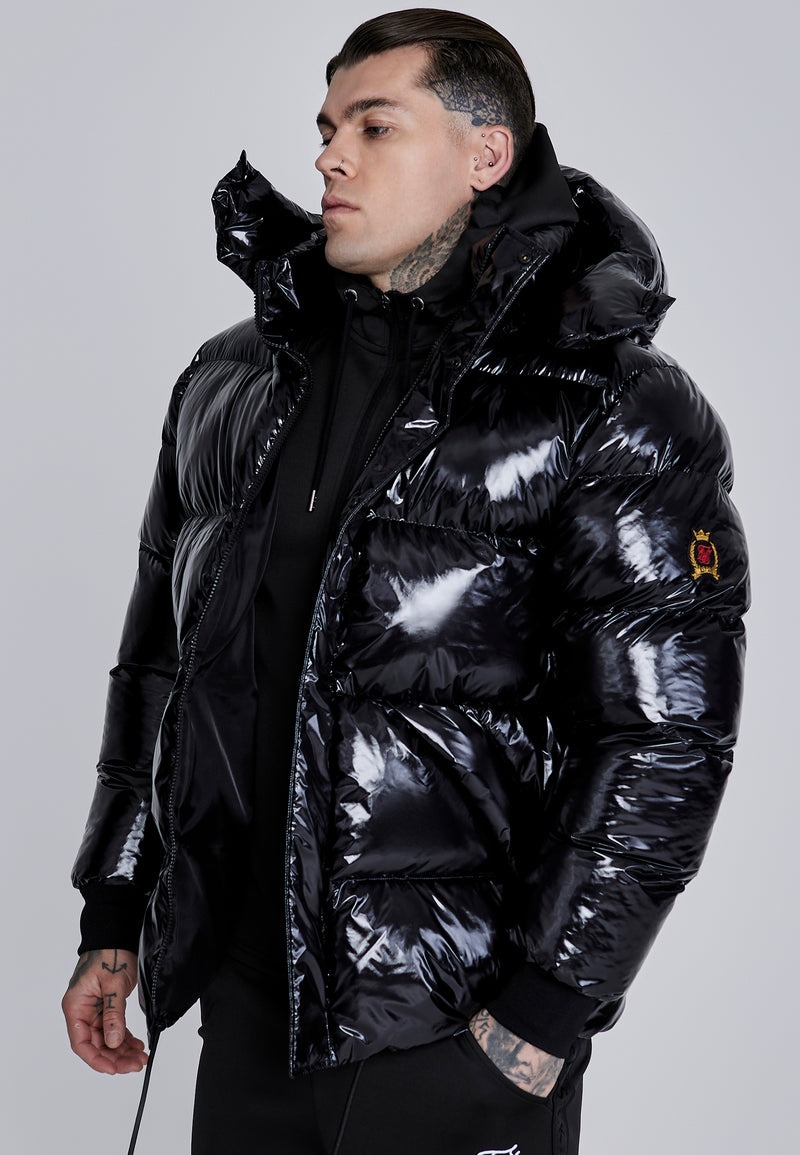 Black High Shine Puffer Jacket (1)