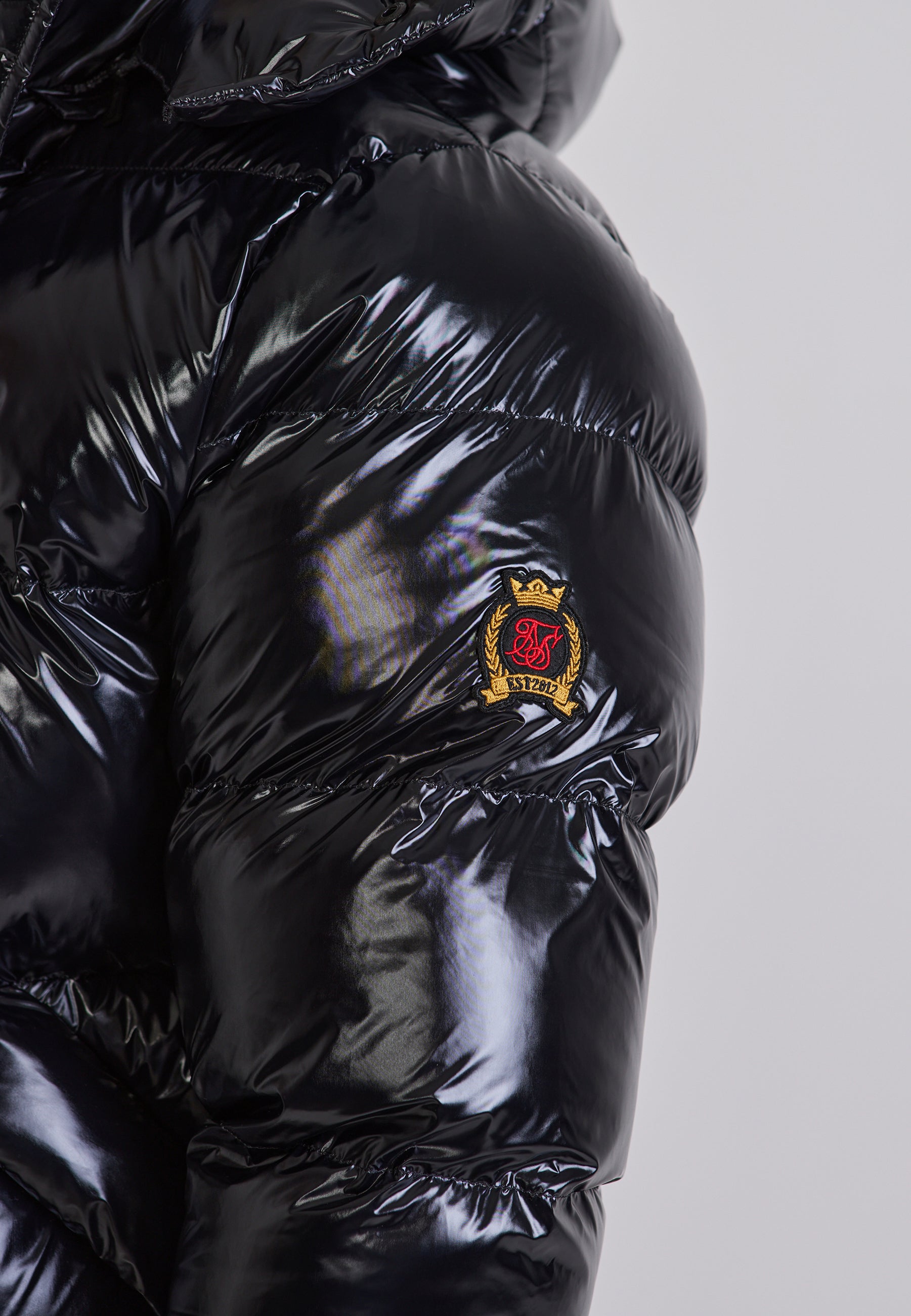 SikSilk Mens Black High Shine Puffer Jacket | SikSilk US