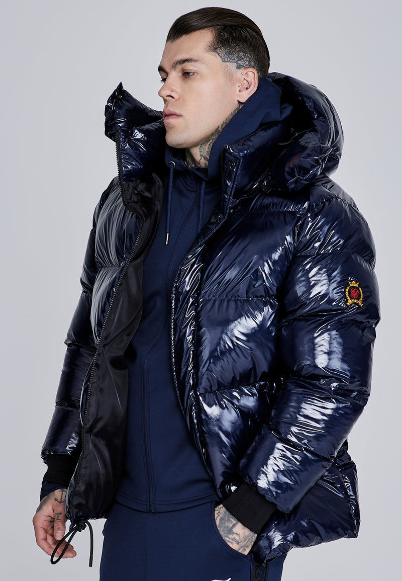 Blue High Shine Puffer Jacket (1)