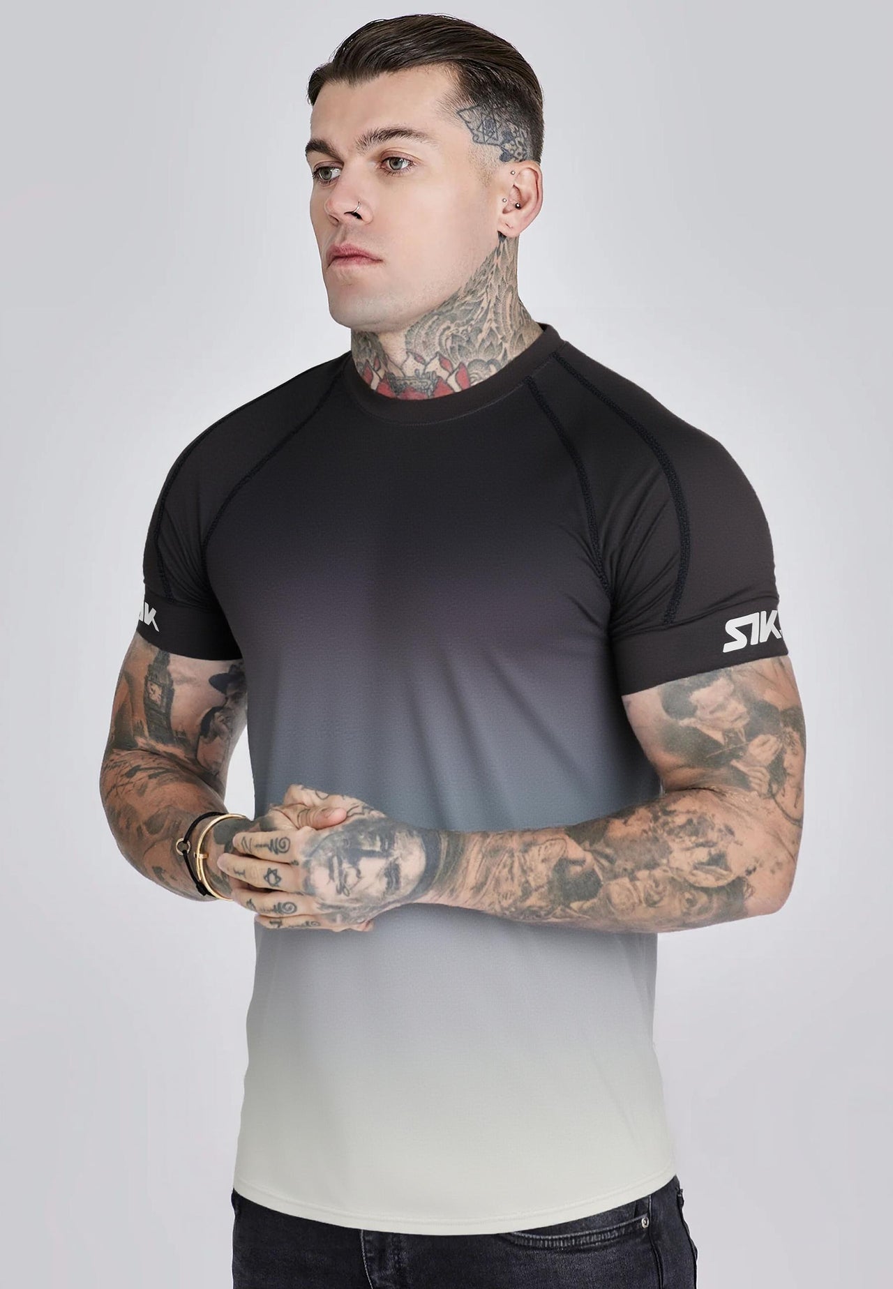 Black and White Fade Tech T-Shirt