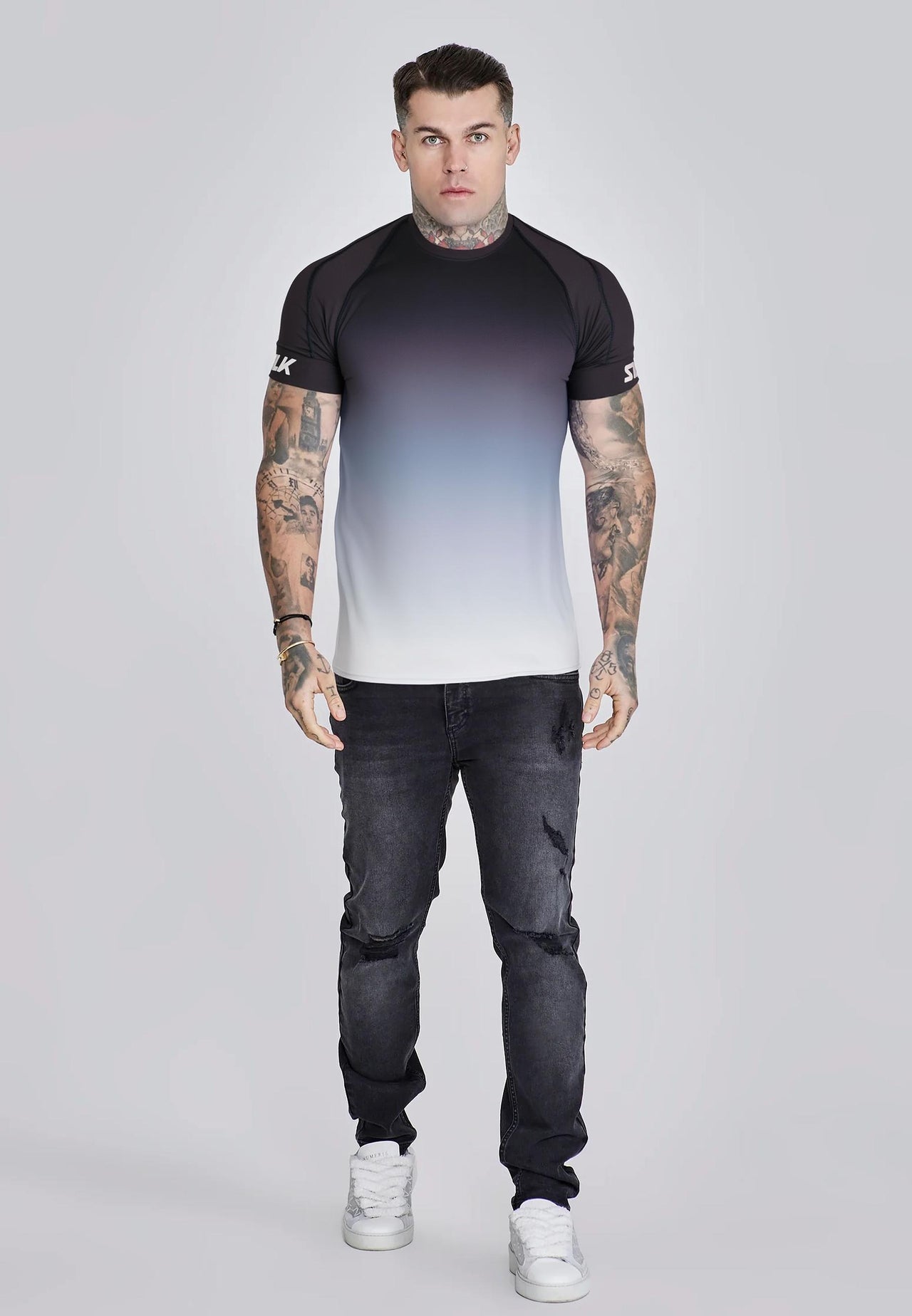 Black and White Fade Tech T-Shirt (1)