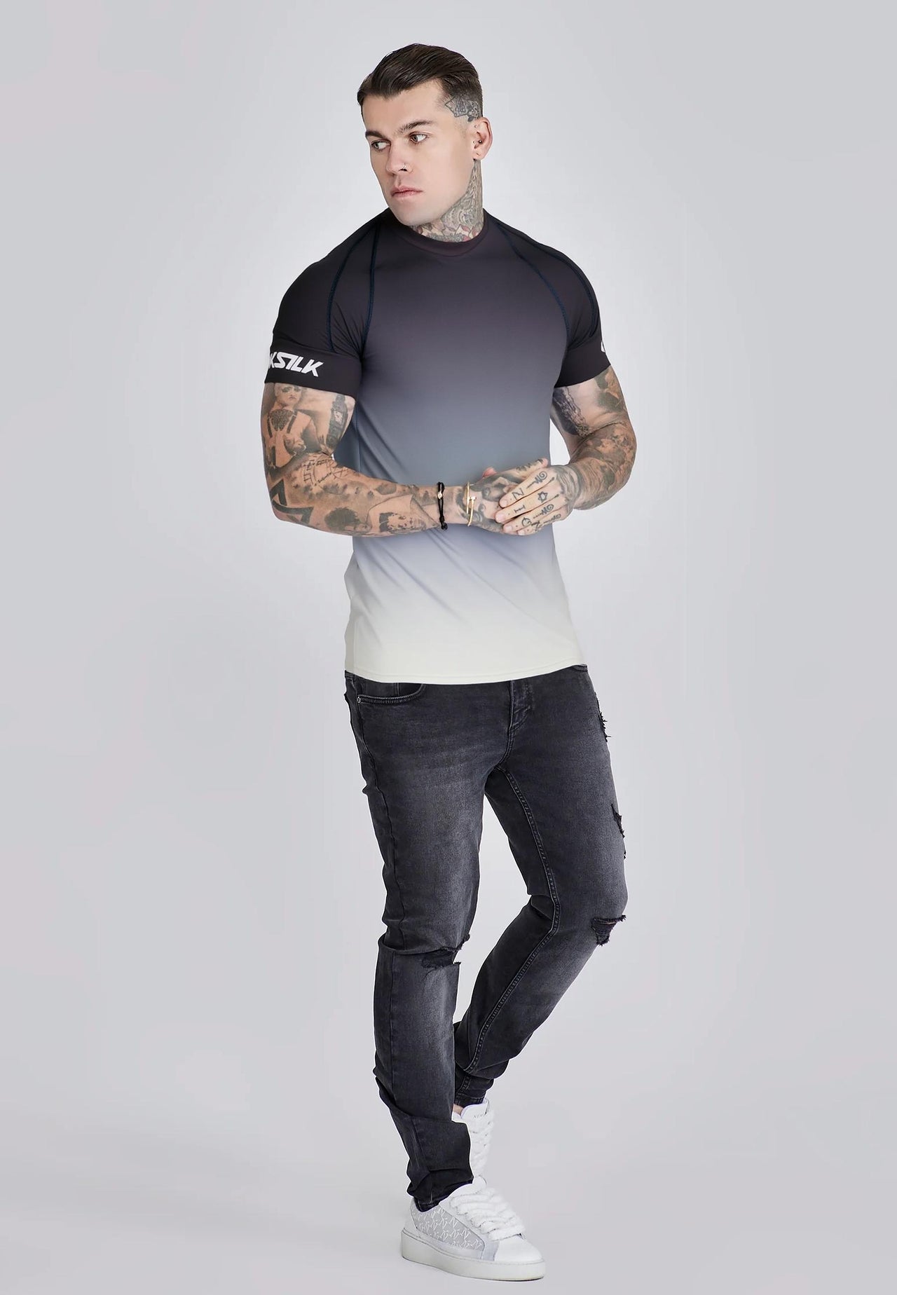 Black and White Fade Tech T-Shirt (2)
