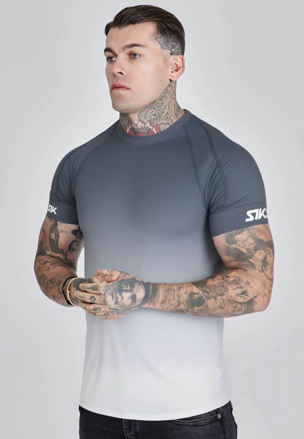 Grey and White Fade Tech T-Shirt (1)