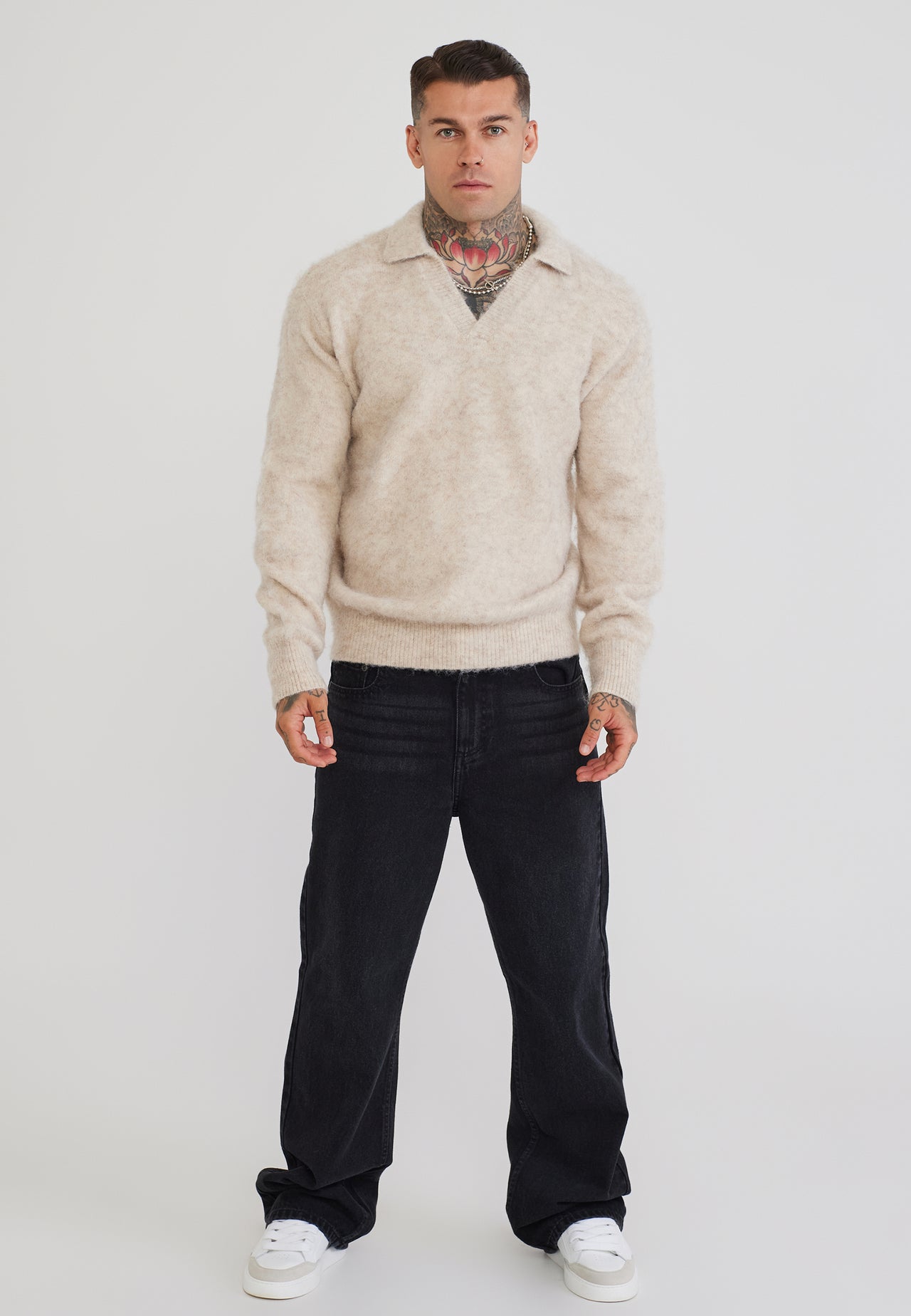 Ecru Knitted Polo Sweater (2)
