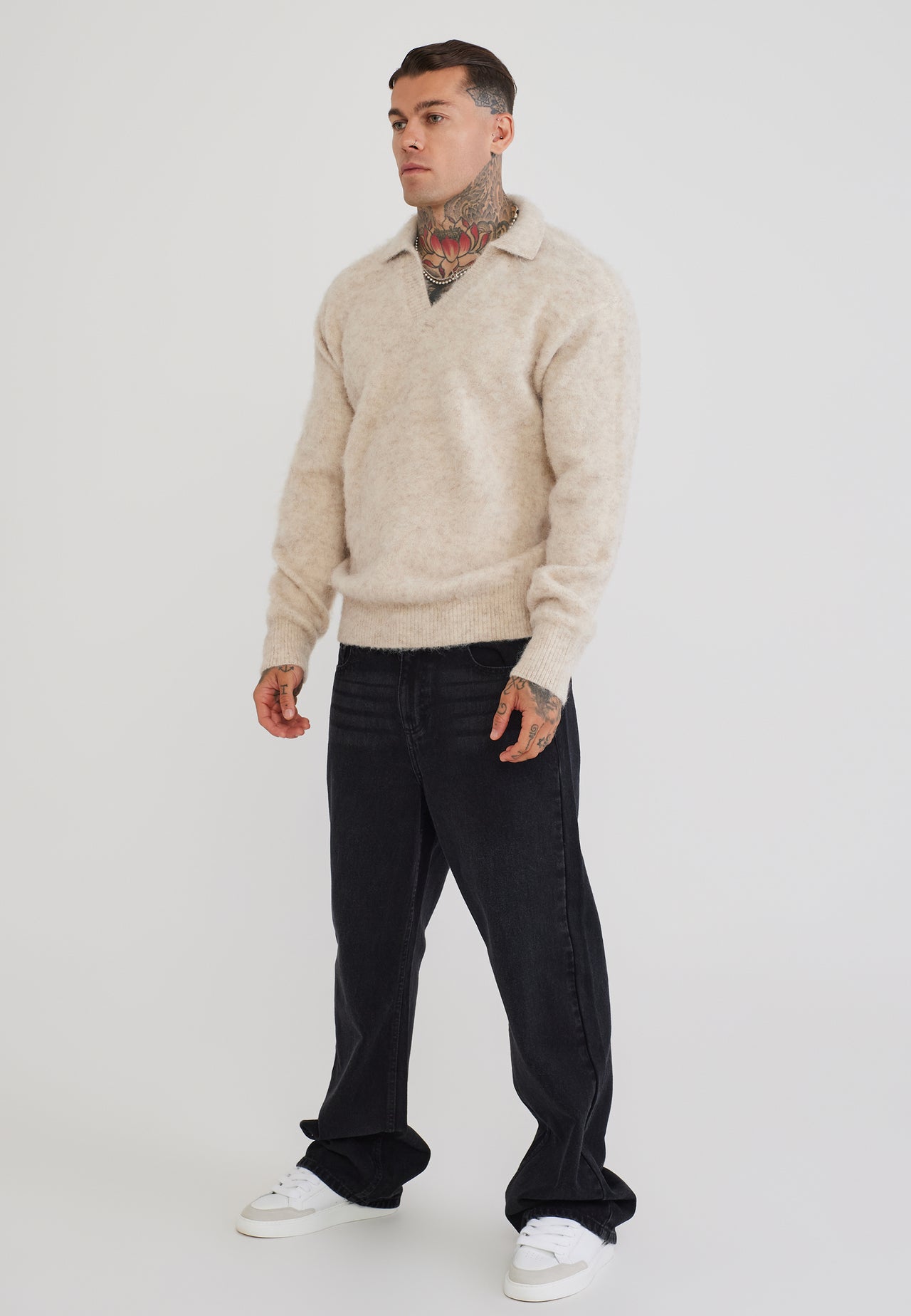 Ecru Knitted Polo Sweater (3)