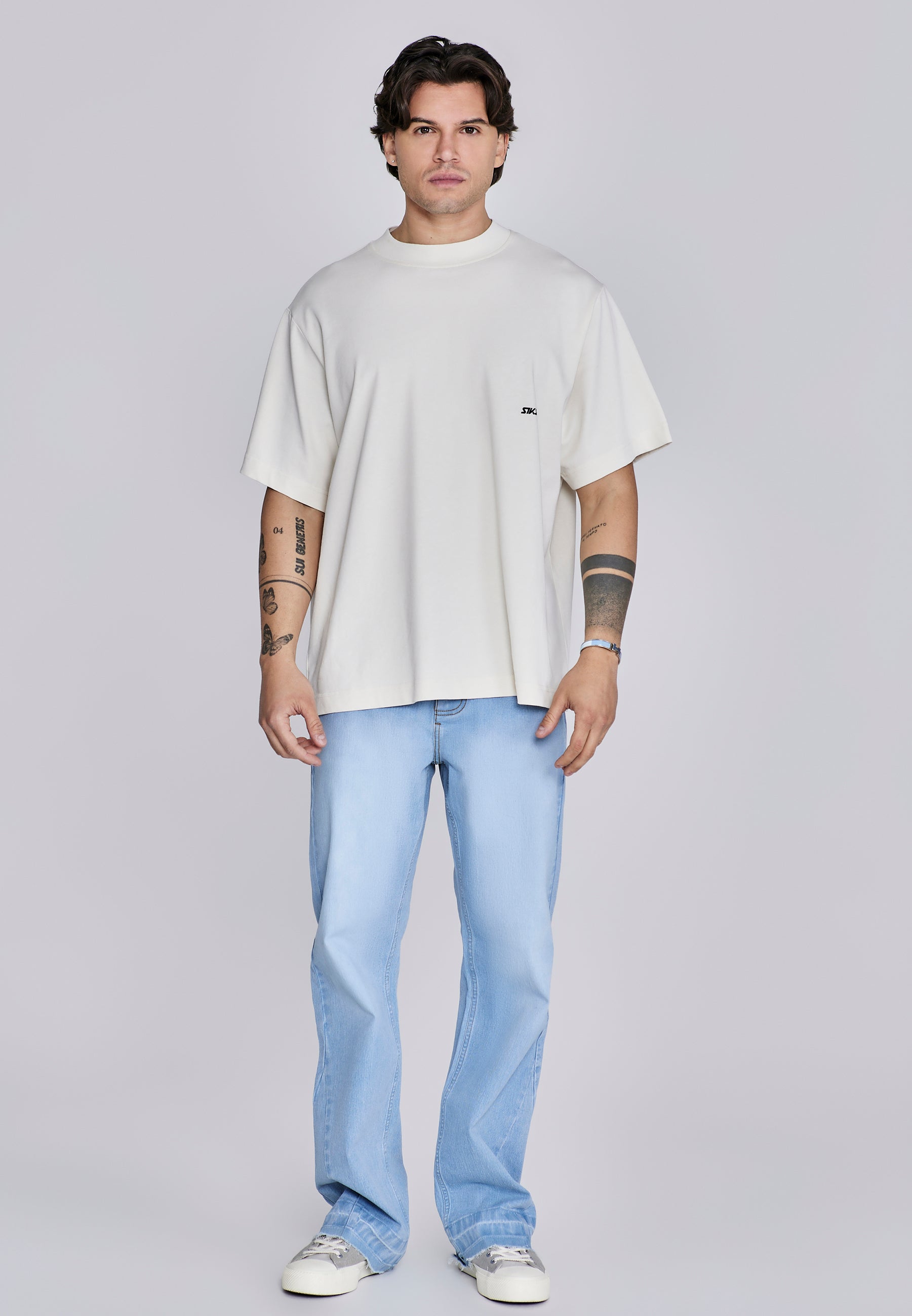 SikSilk Mens Ecru Graphic T-Shirt | SikSilk UK