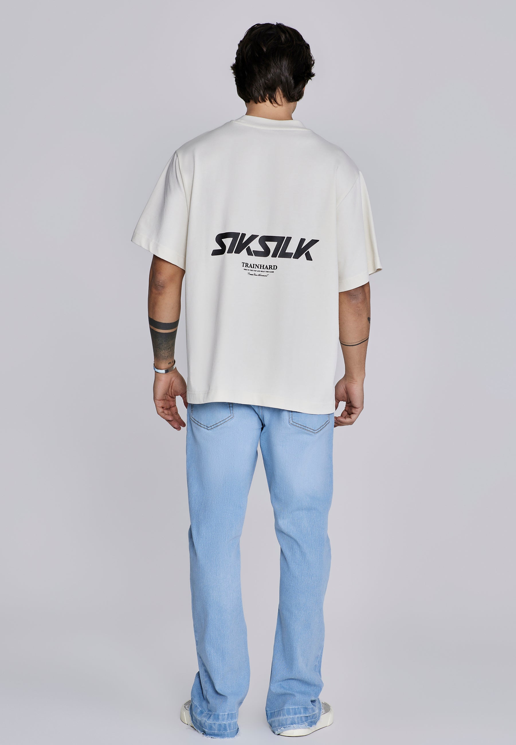 SikSilk Mens Ecru Graphic T-Shirt | SikSilk UK