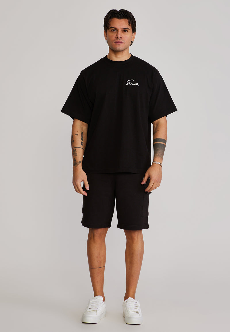 Black Essentials Cargo Shorts (1)