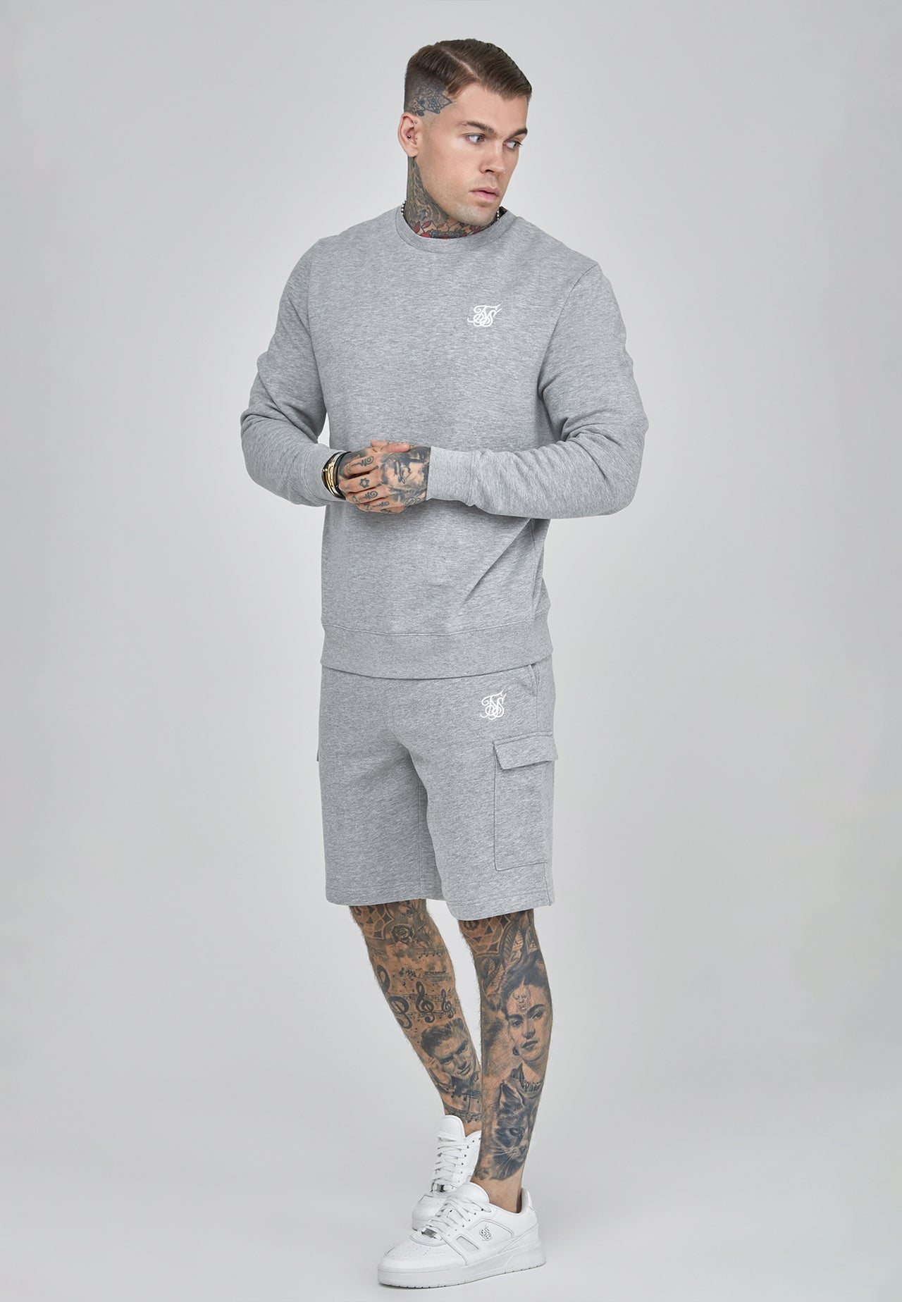 Grey Marl Essentials Cargo Shorts (1)
