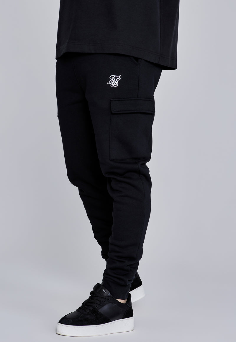 Black Essentials Cargo Joggers
