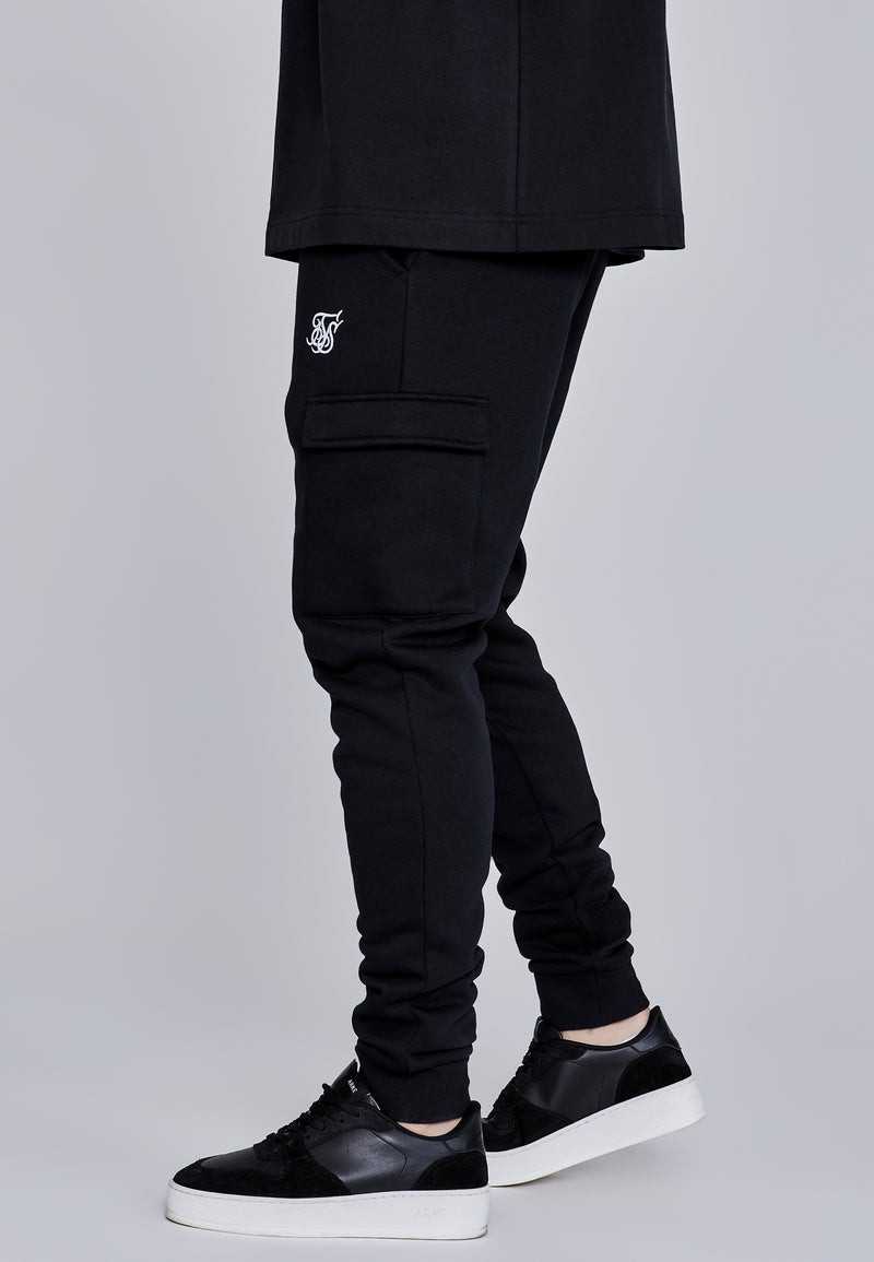 Black Essentials Cargo Joggers (1)