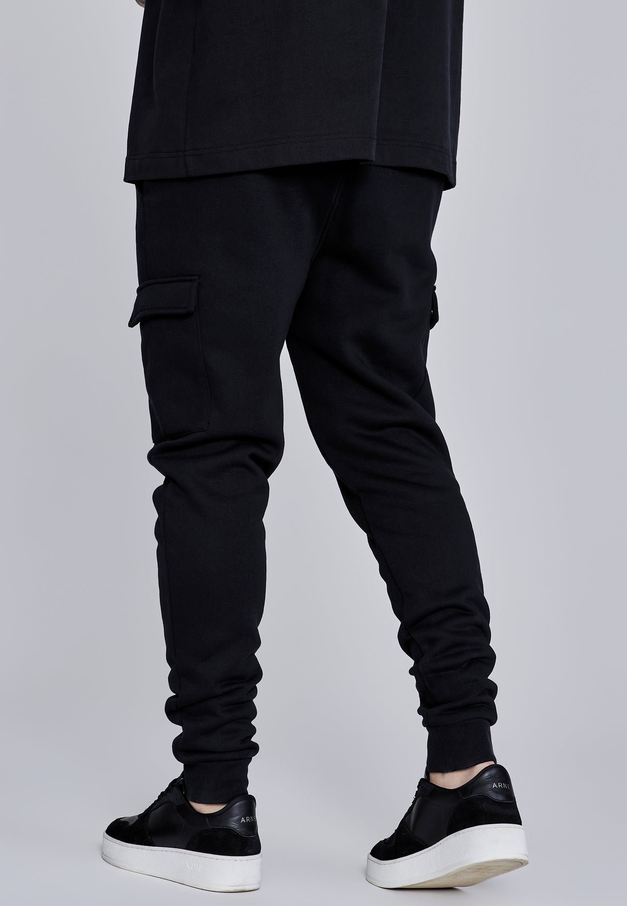 Black Essentials Cargo Joggers (2)