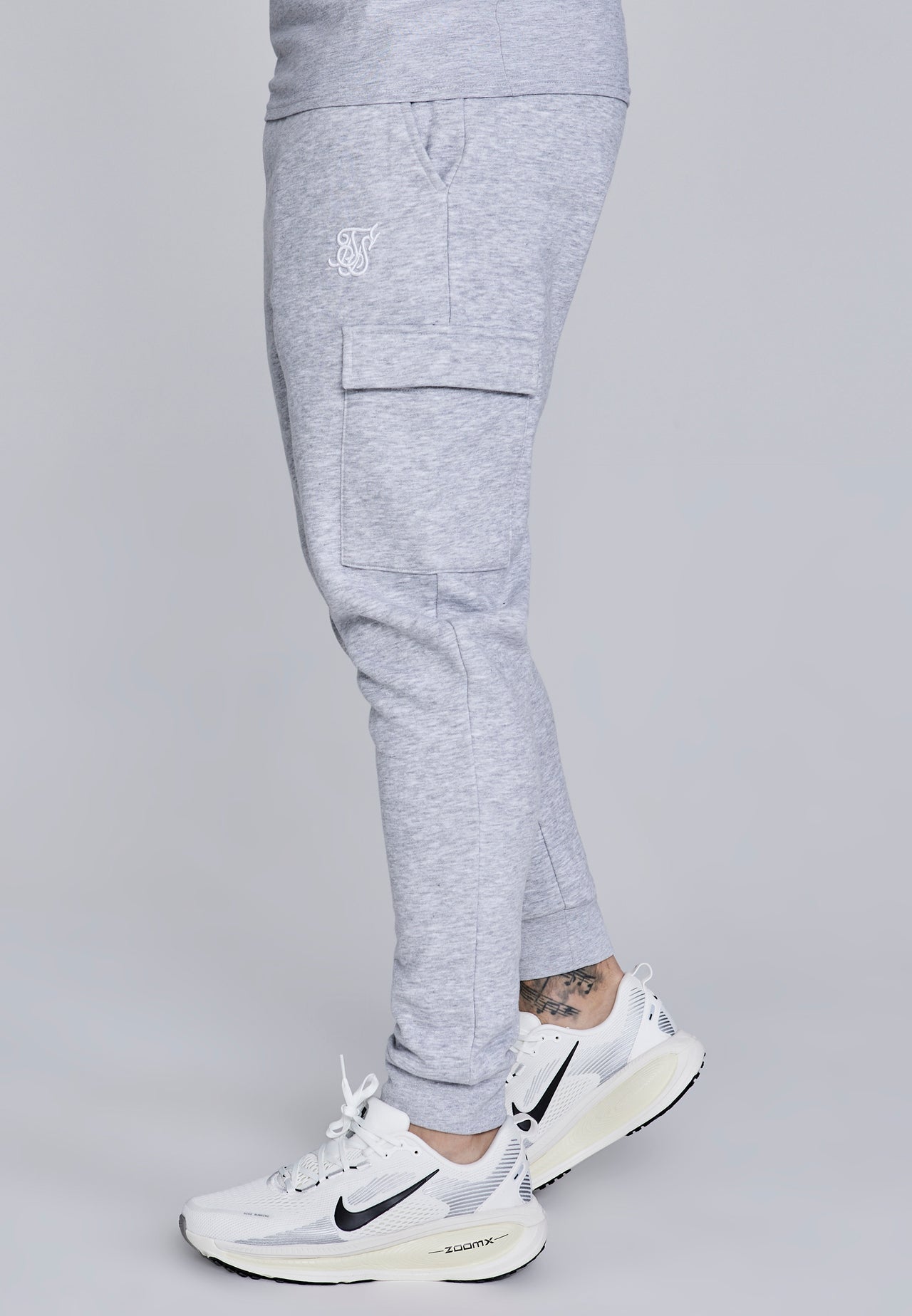 Grey Marl Essentials Cargo Joggers (1)