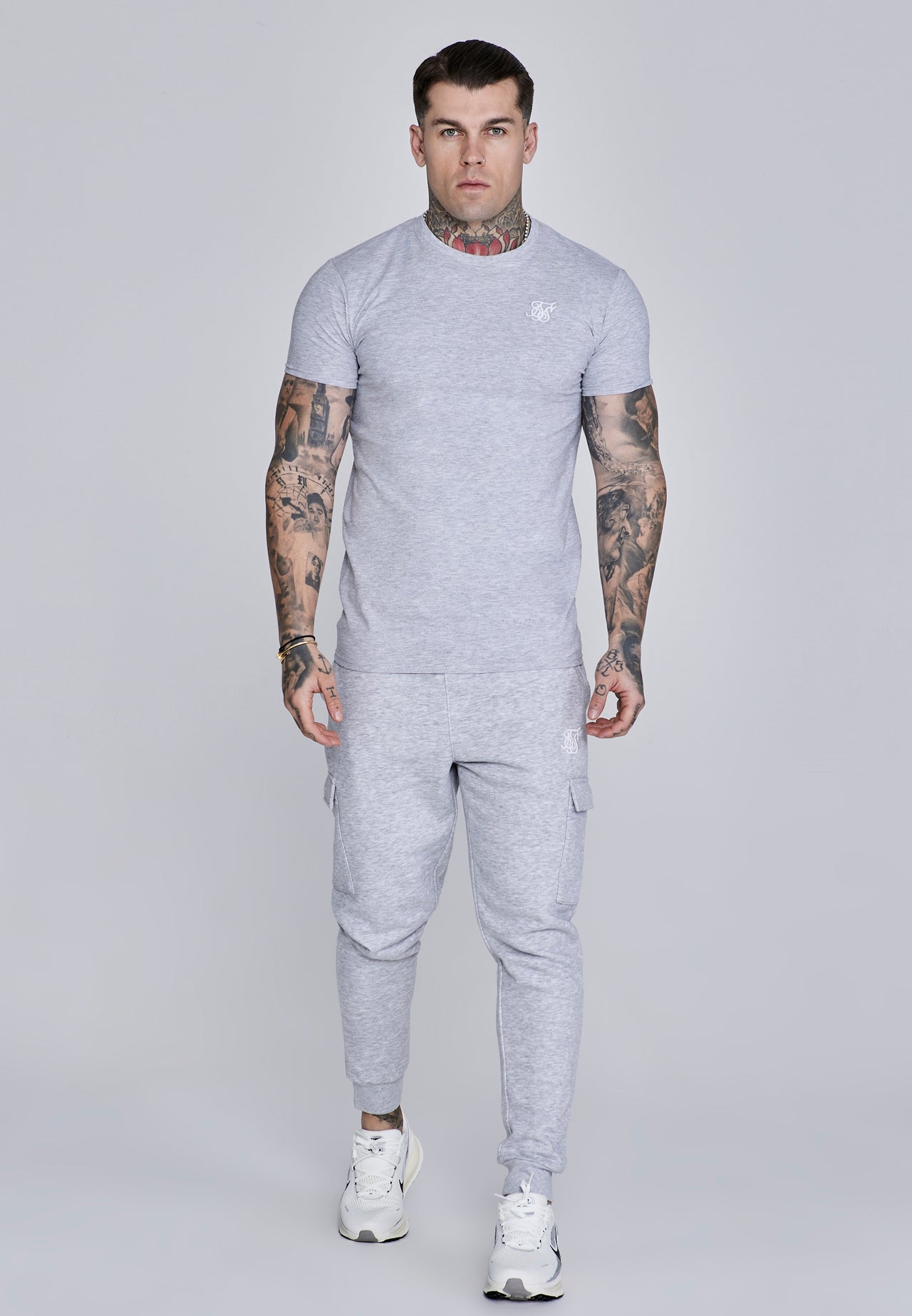 Grey Marl Essentials Cargo Joggers (3)