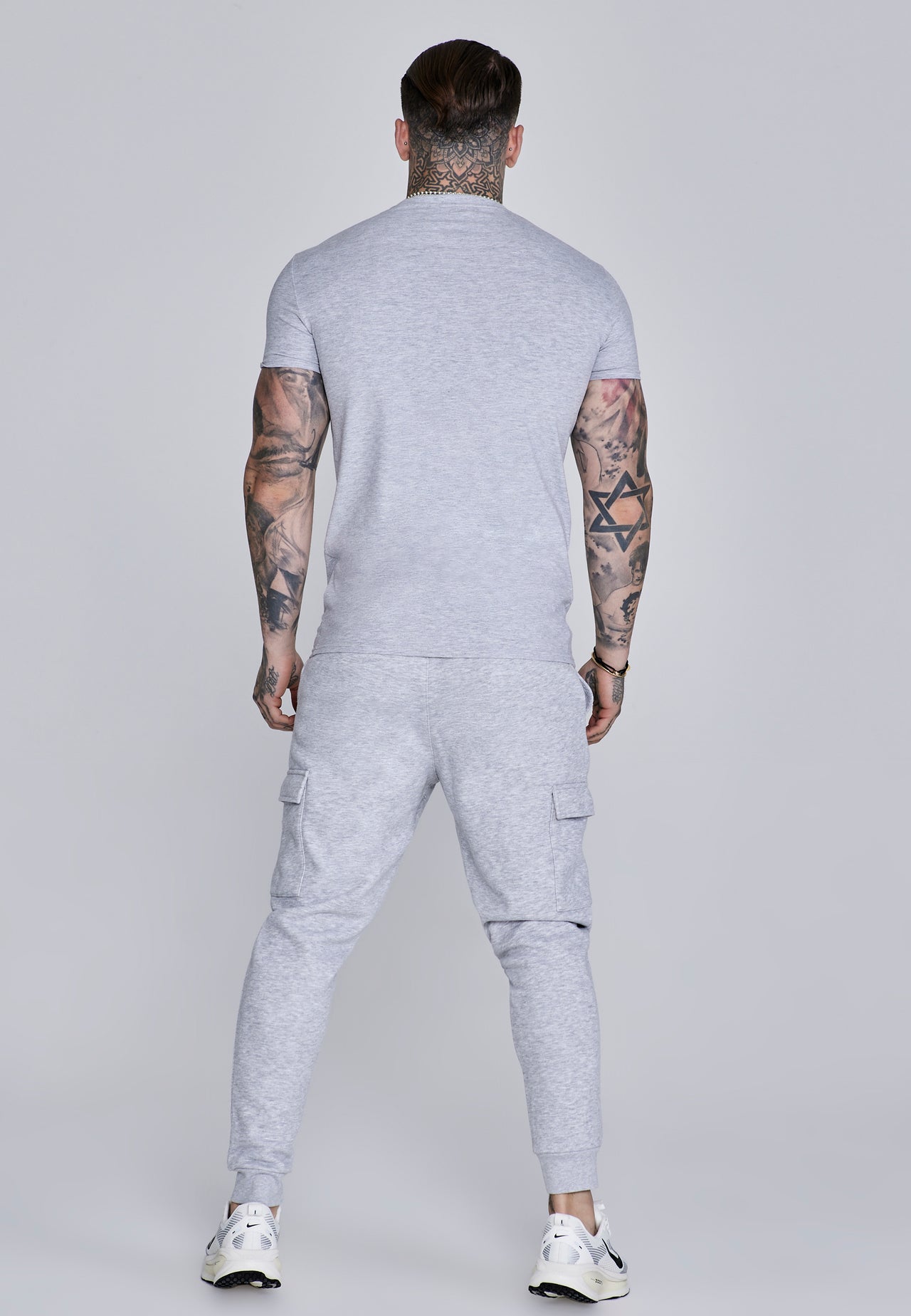Grey Marl Essentials Cargo Joggers (4)