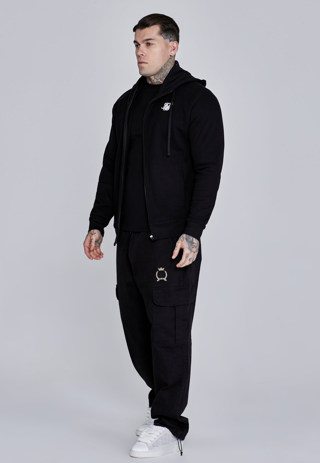 Black Essentials Full Zip Hoodie (3)