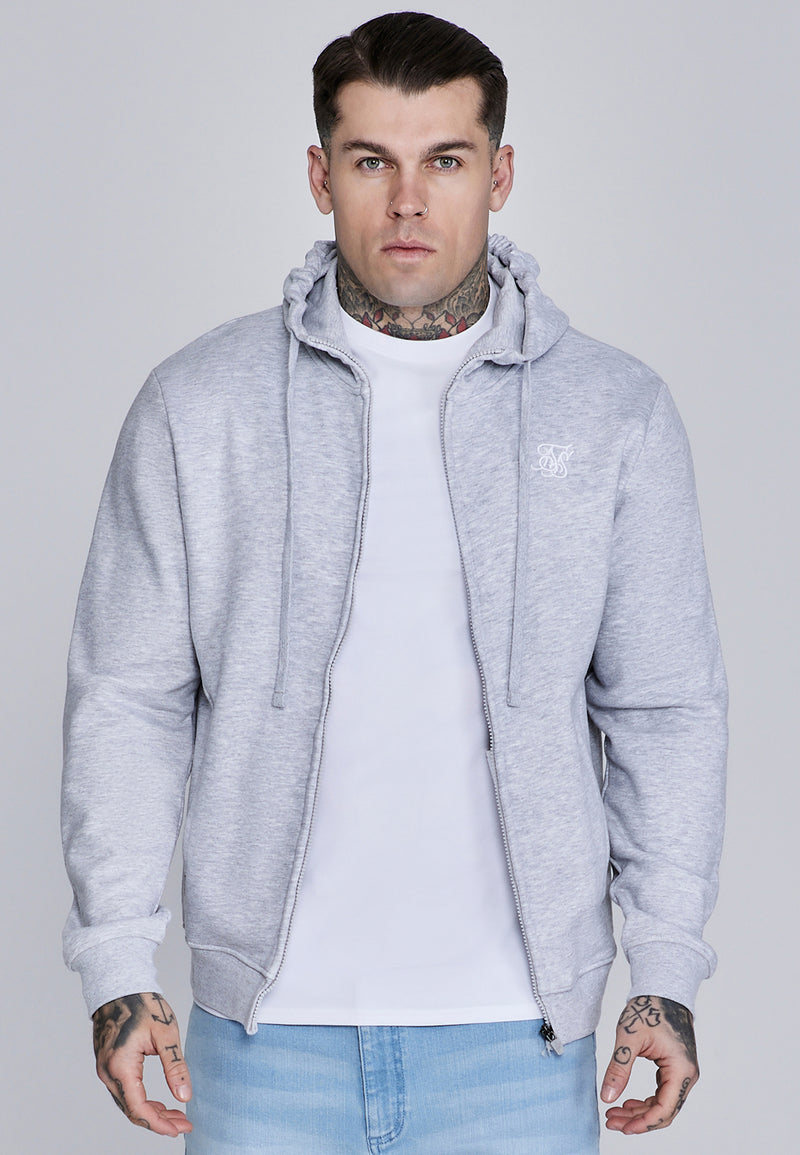 Grey Marl Essentials Full Zip Hoodie
