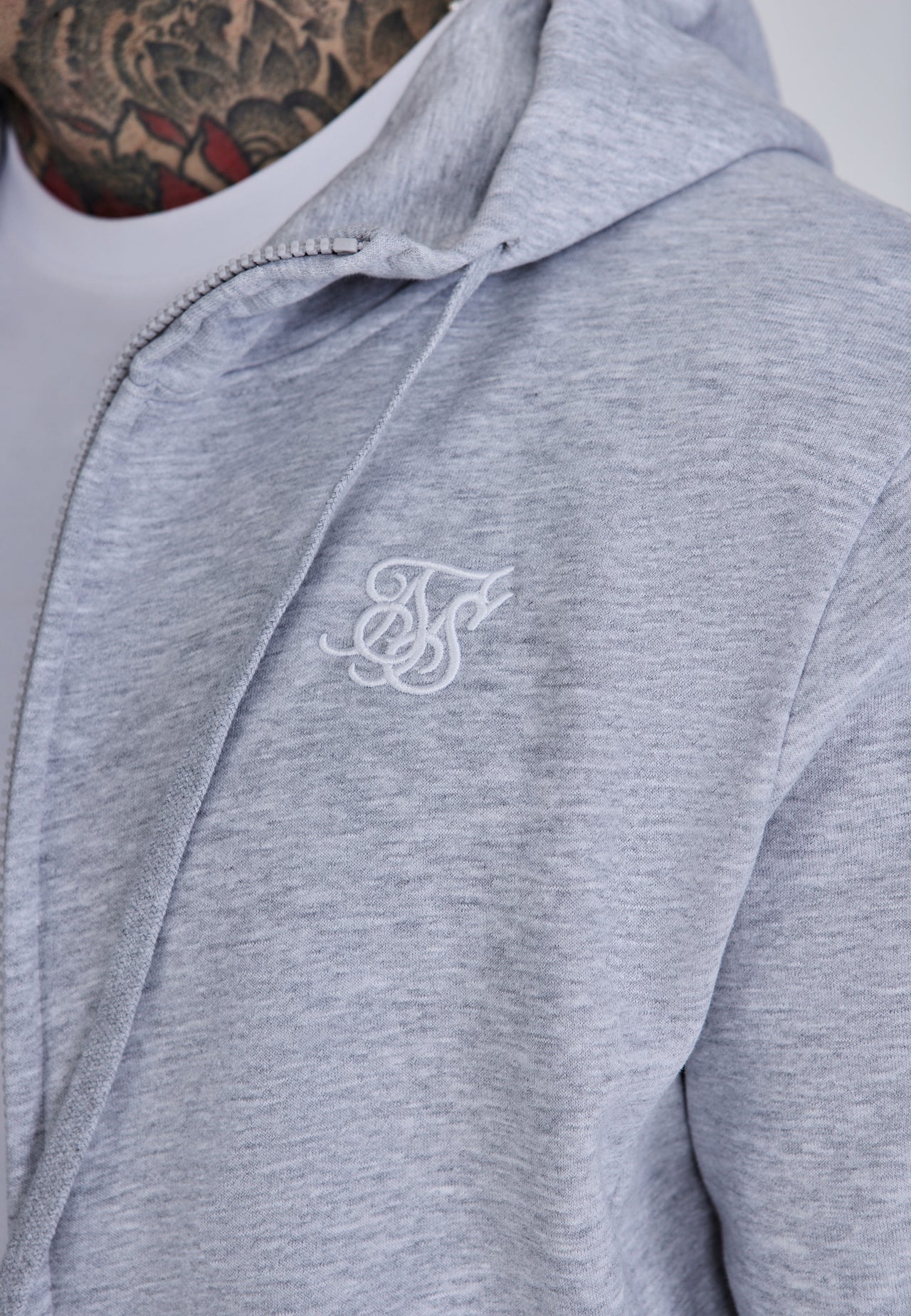 Grey Marl Essentials Full Zip Hoodie (1)