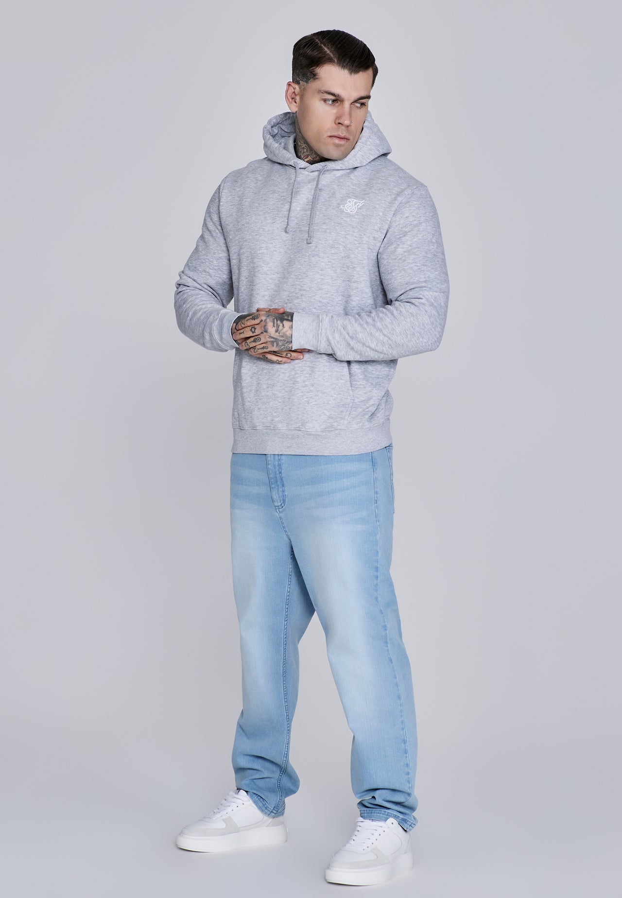 Grey Marl Essentials Hoodie (2)