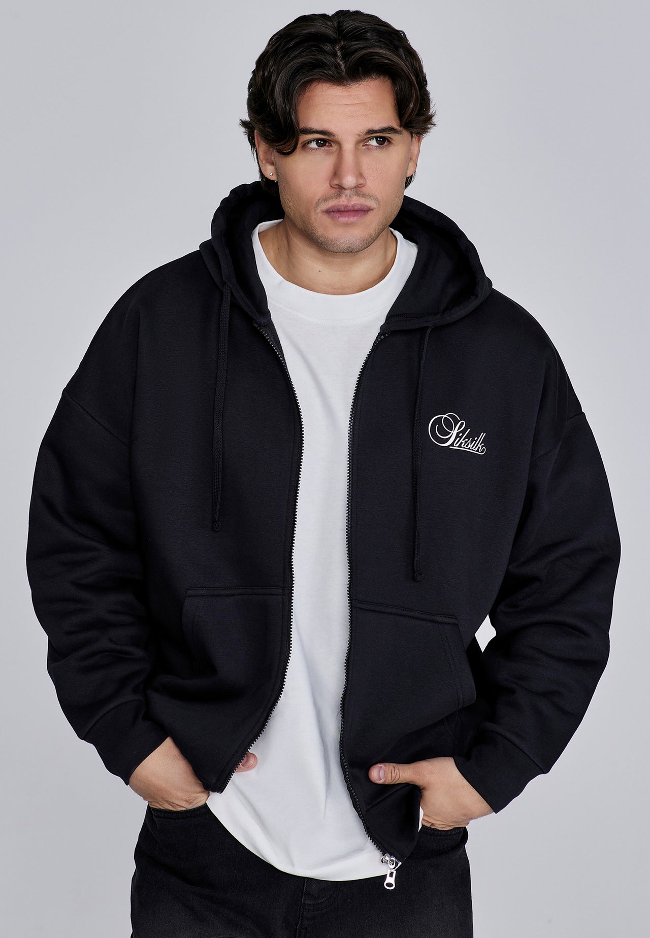 Black Essentials Full Zip Hoodie