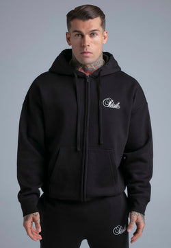 Black Essentials Full Zip Hoodie