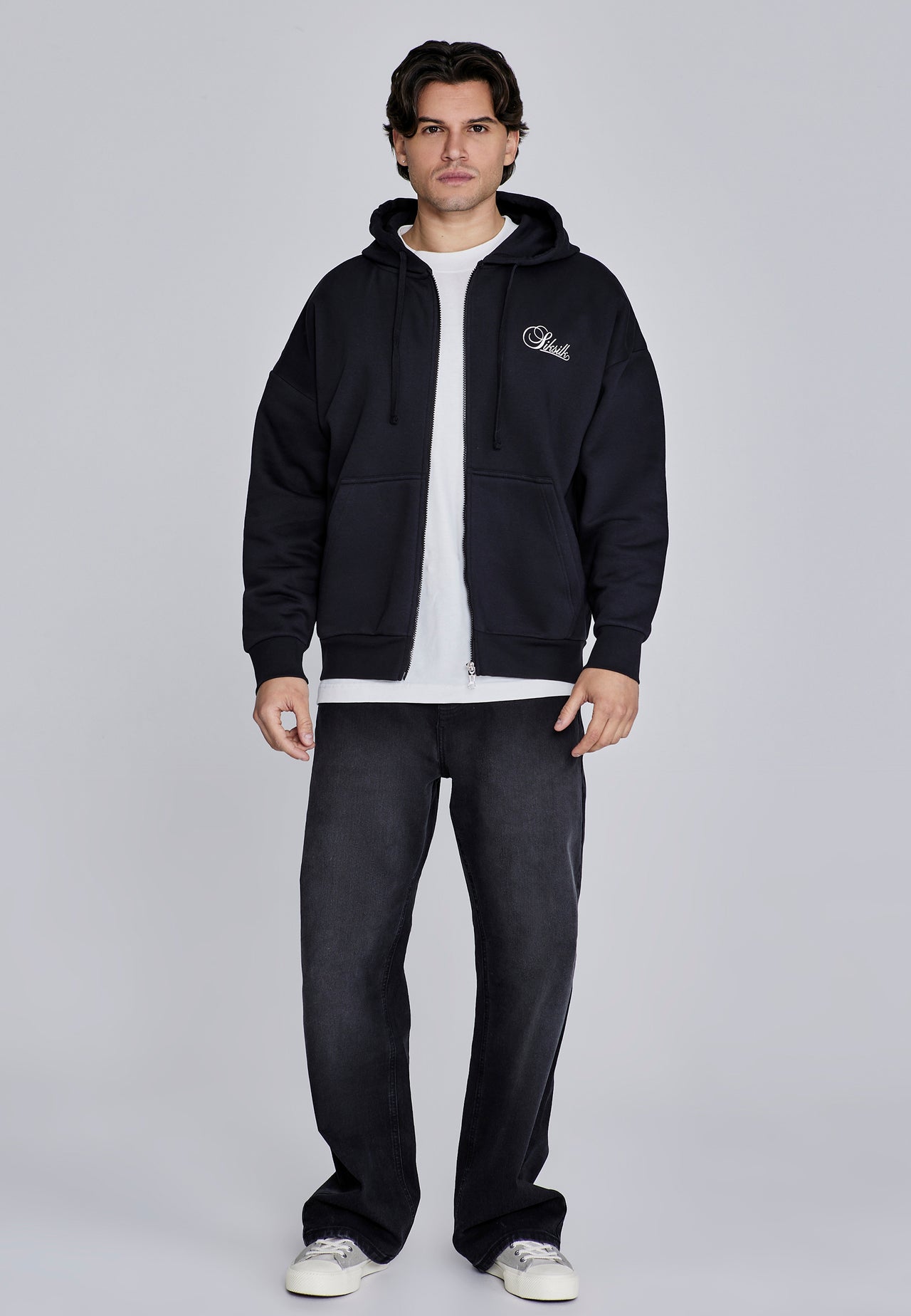 Black Essentials Full Zip Hoodie (2)