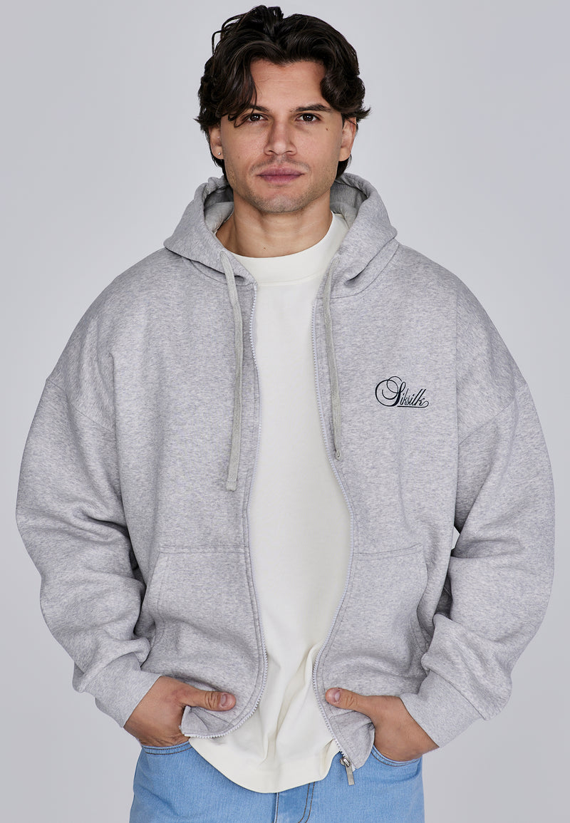 Grey Marl Essentials Full Zip Hoodie