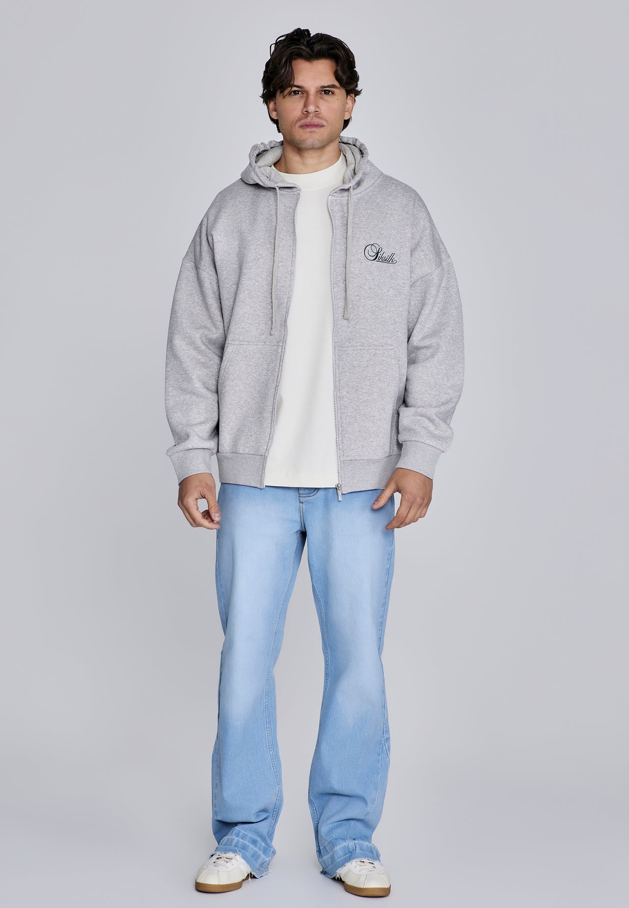 Grey Marl Essentials Full Zip Hoodie (2)