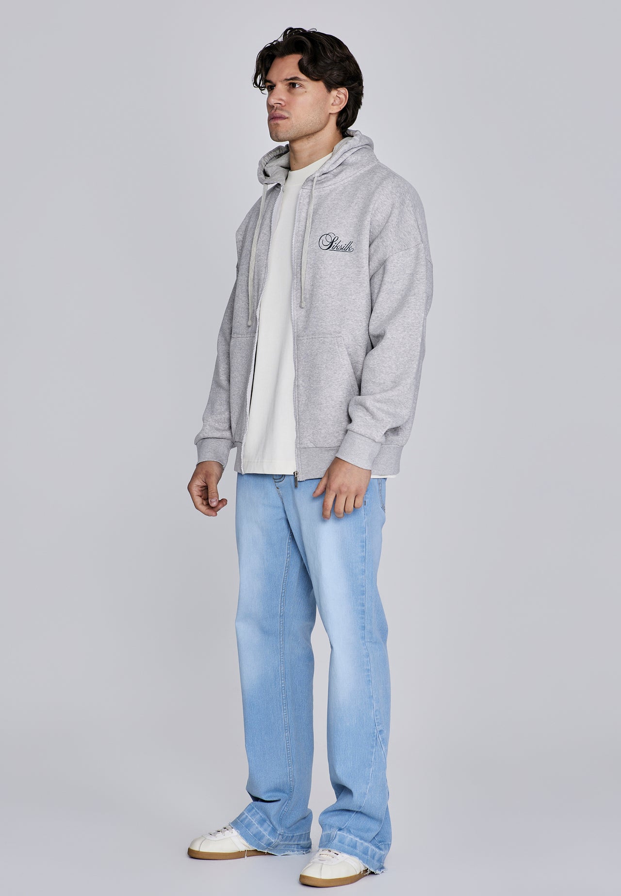 Grey Marl Essentials Full Zip Hoodie (3)