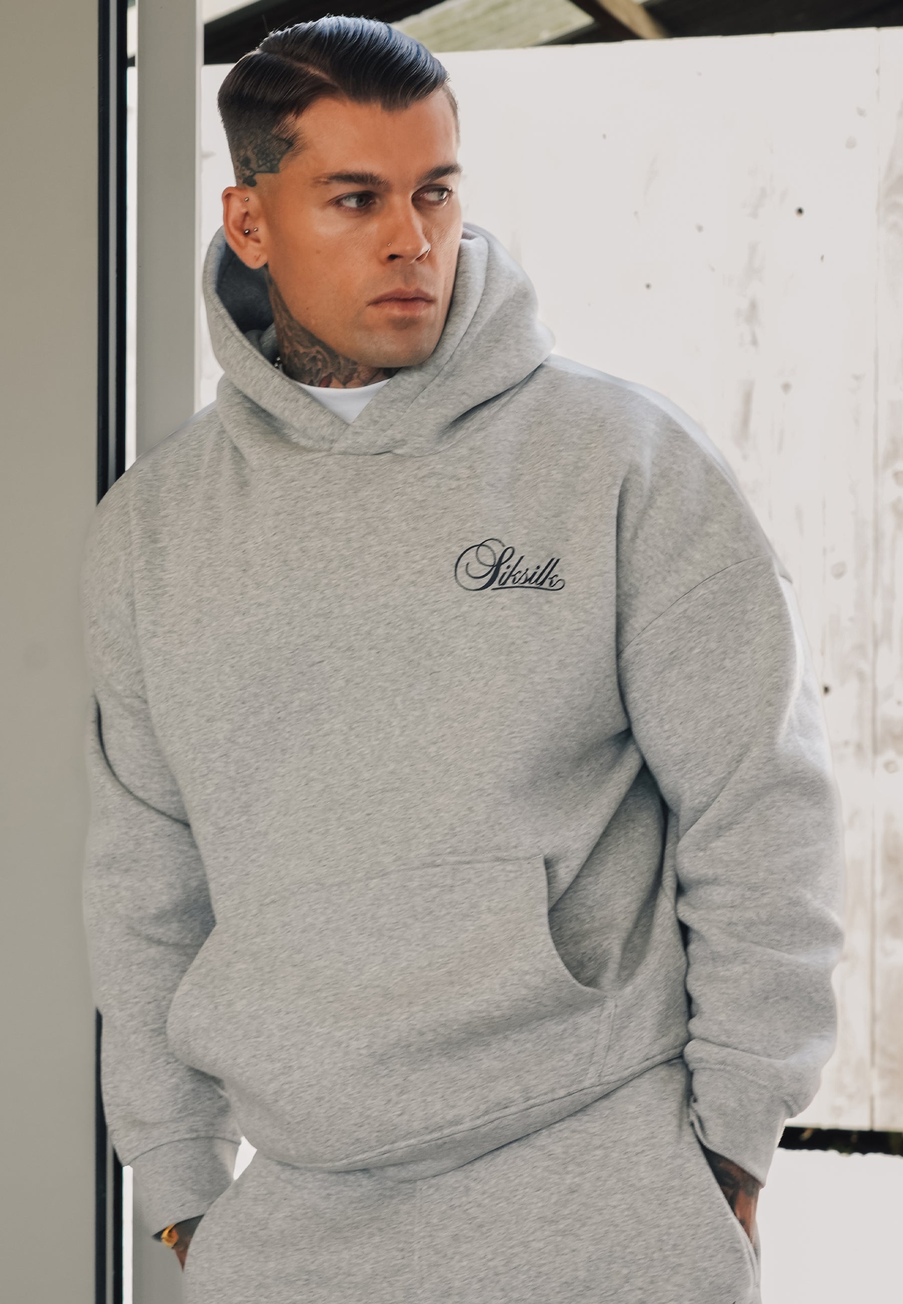 SikSilk Mens Grey Marl Essentials Hoodie | SikSilk US SikSilk Mens Grey Marl Essentials Hoodie | SikSilk US