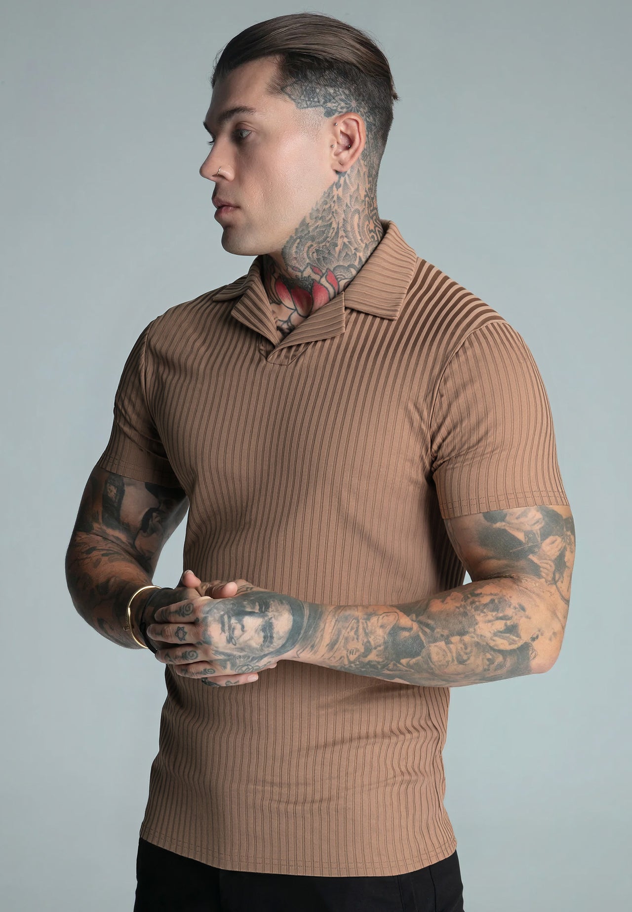 Light Brown Smart Revere Polo T-Shirt (1)