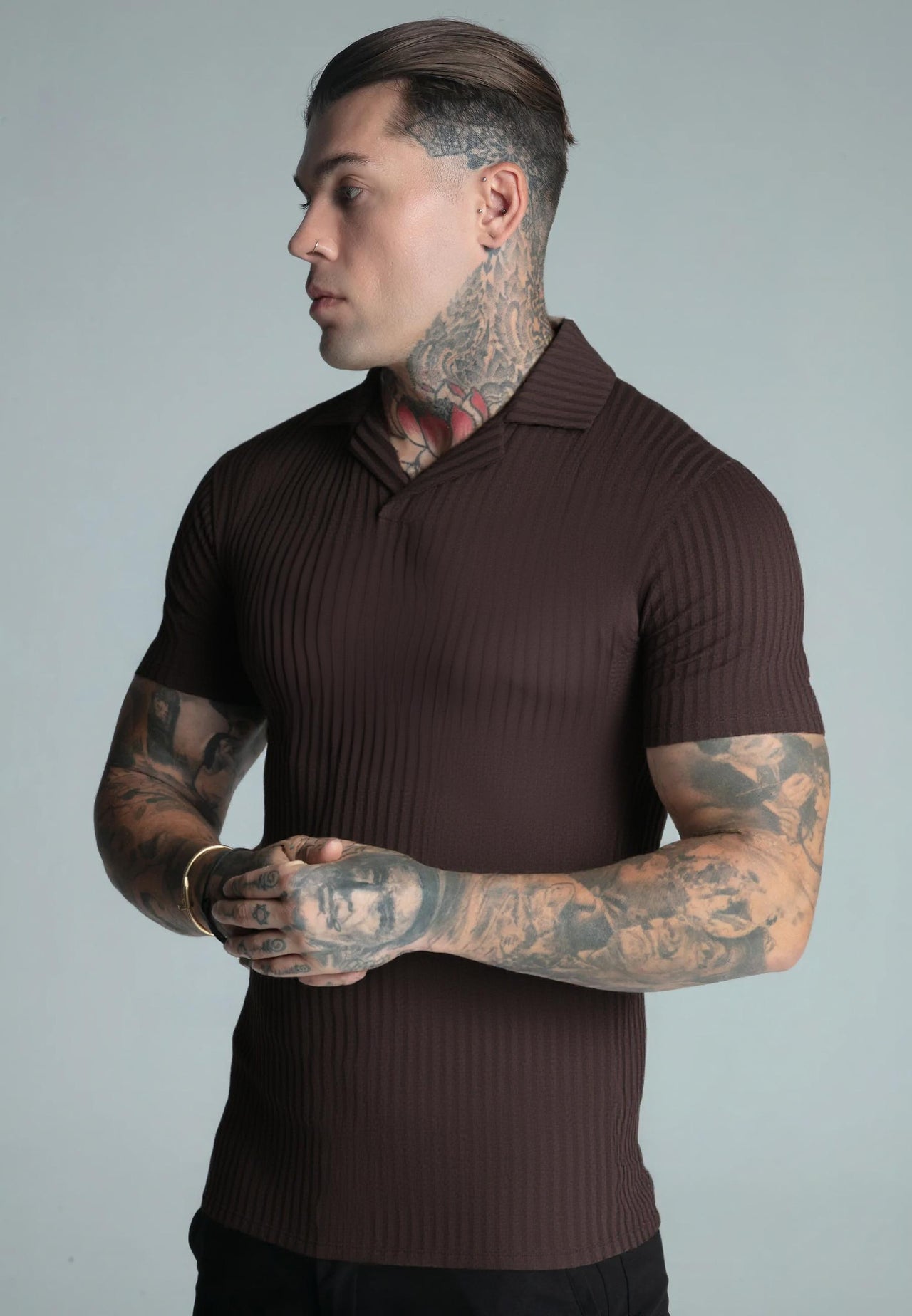 Dark Brown Smart Revere Polo T-Shirt (2)