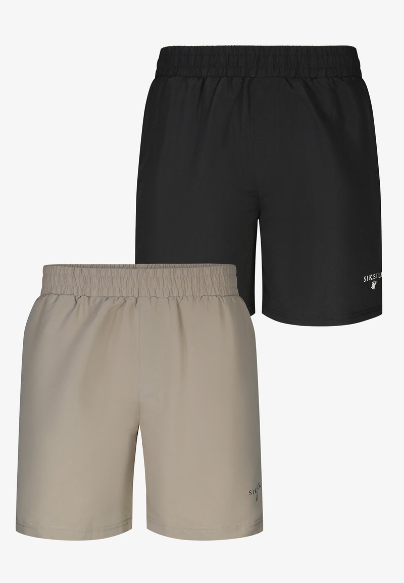 Black and Beige Pack of 2 Swim Shorts
