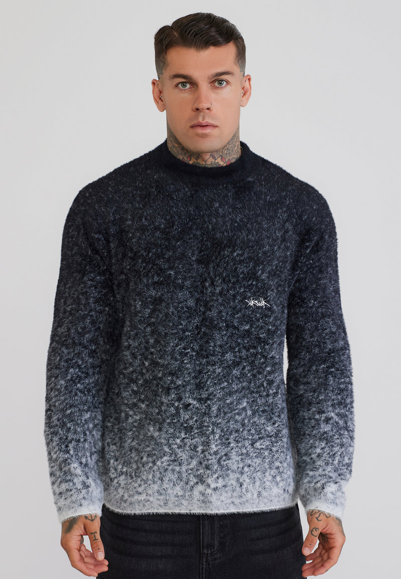 Black and White Knitted Fade Sweater