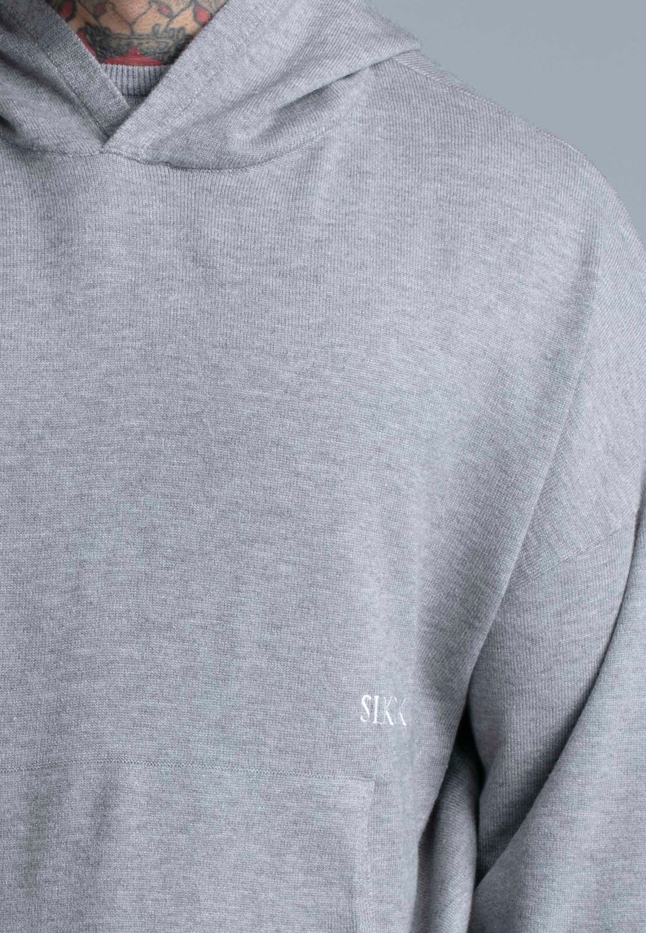 Grey Marl Knitted Hoodie (1)