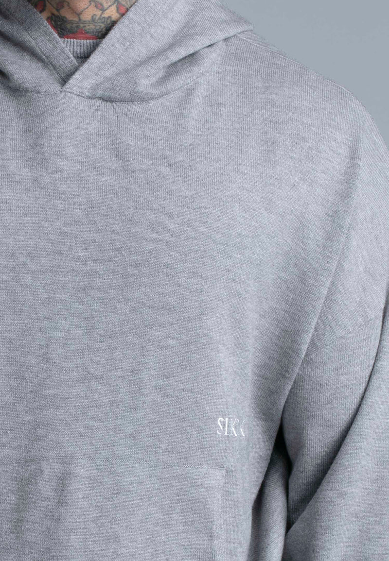 Grey Marl Knitted Hoodie (1)