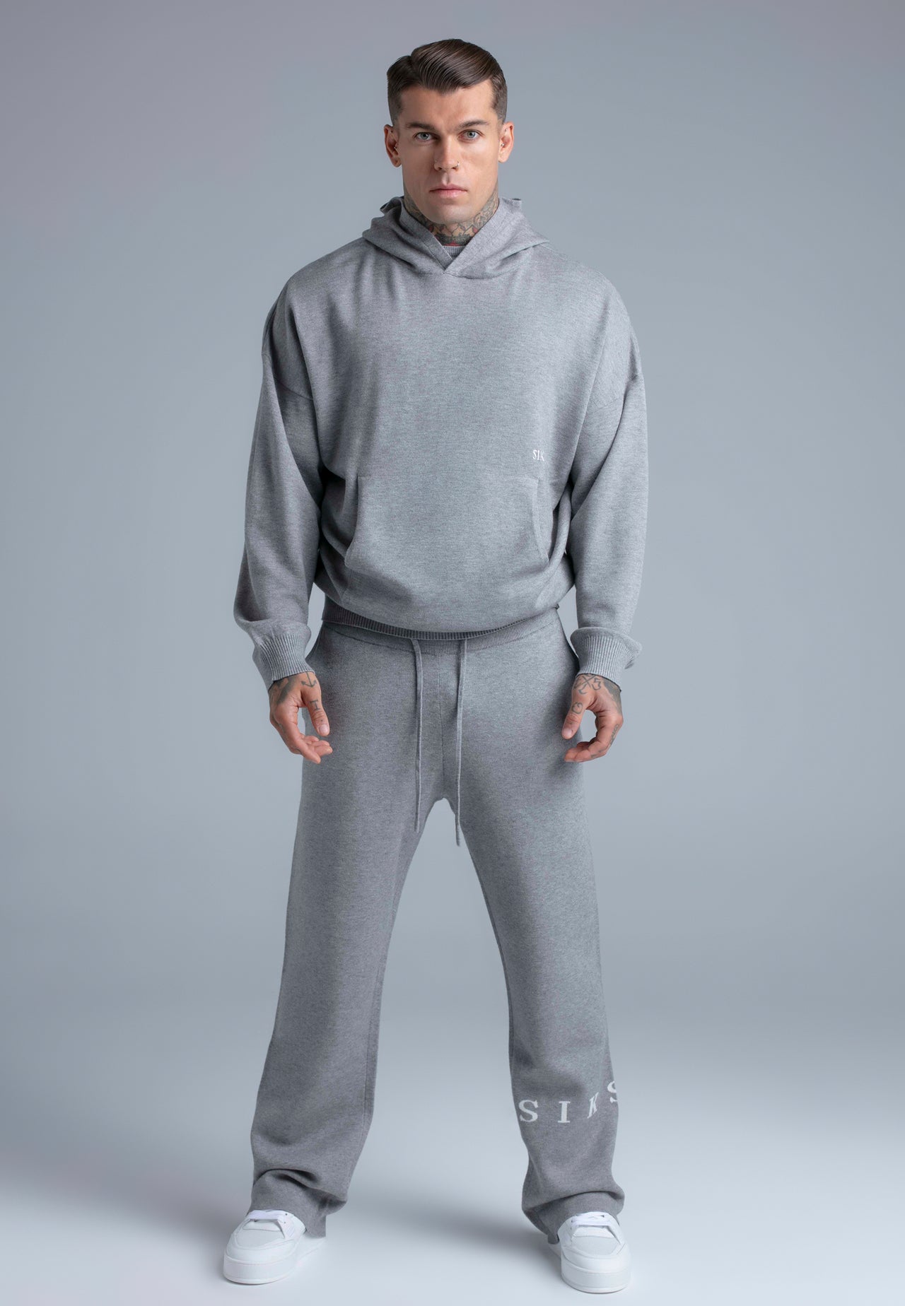 Grey Marl Knitted Hoodie (2)