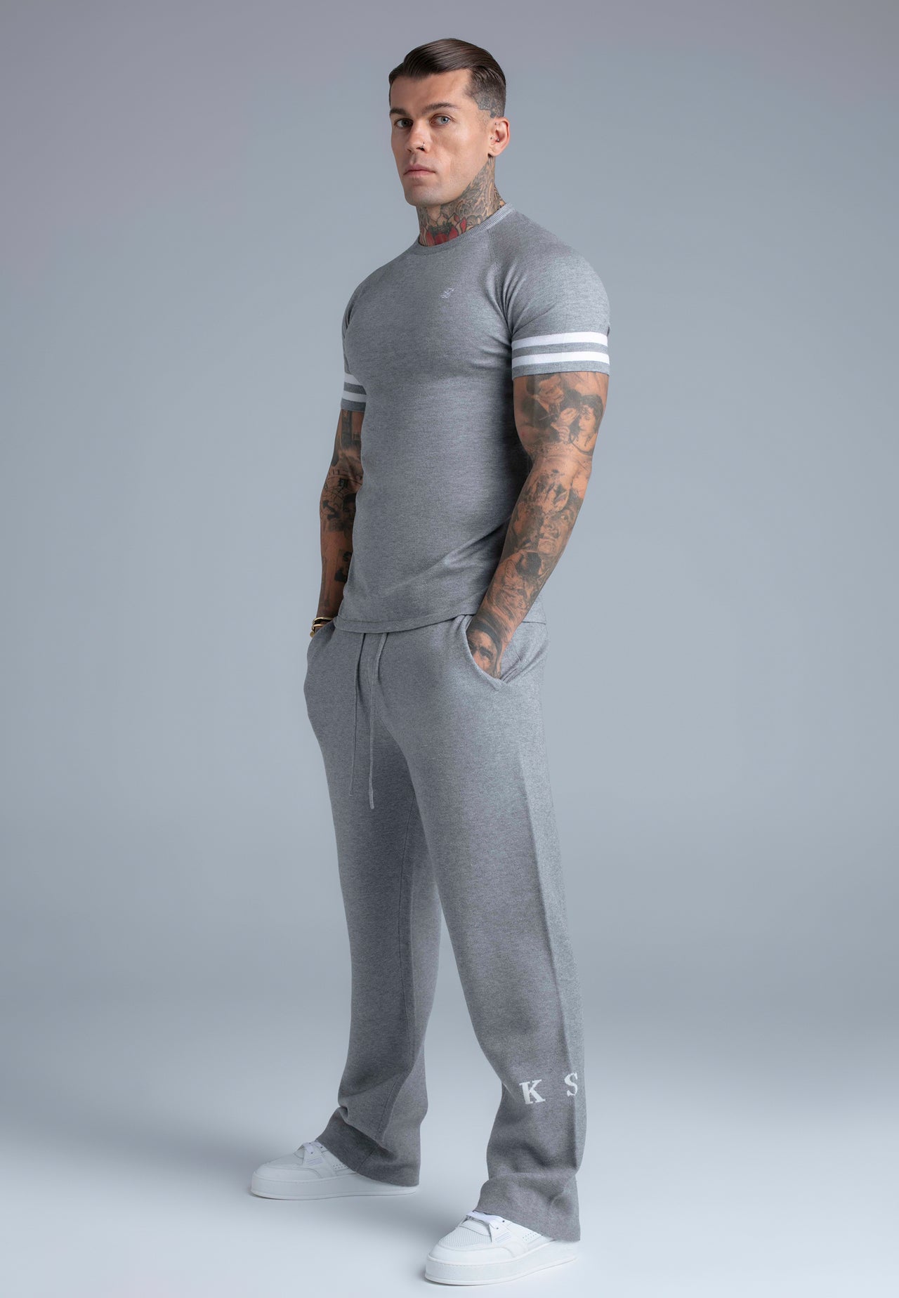 Grey Marl Knitted T-Shirt (3)