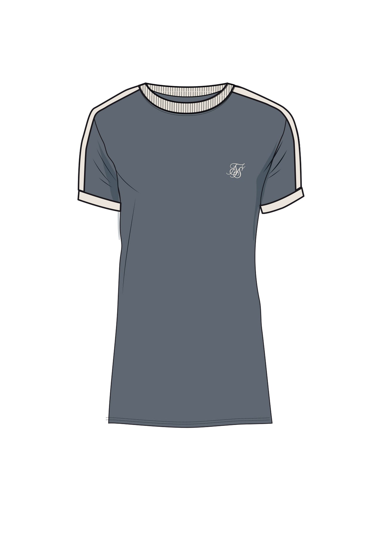 Blue and Ecru Stripe Ringer T-Shirt