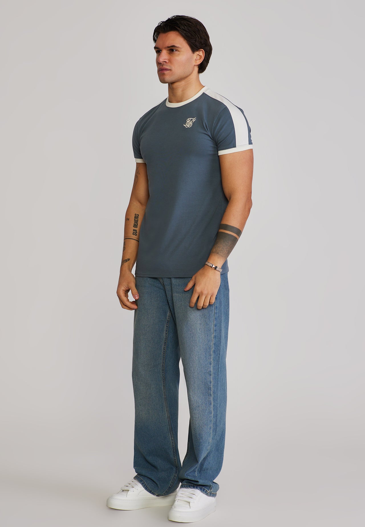 Blue and Ecru Stripe Ringer T-Shirt (3)