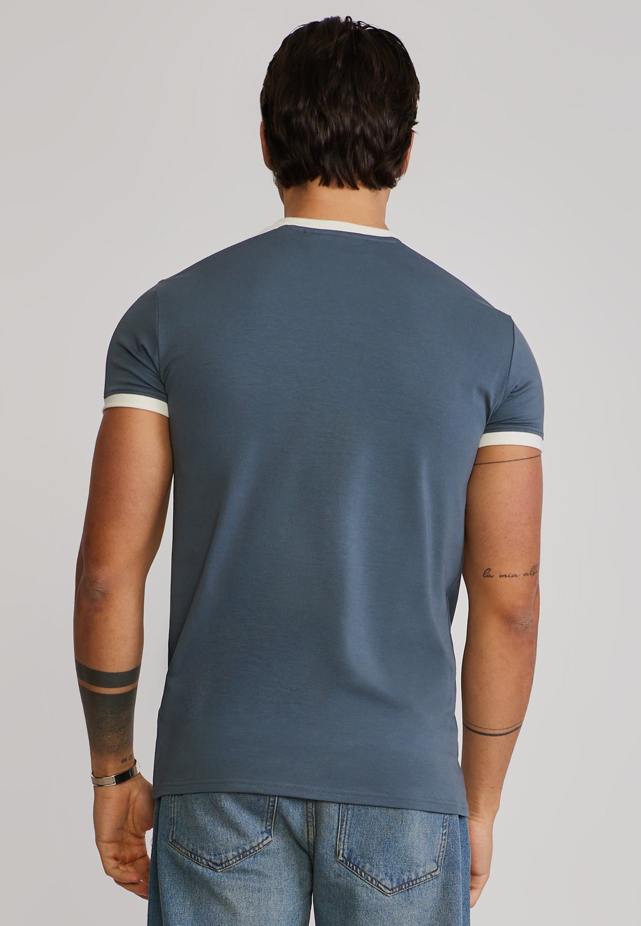 Blue and Ecru Stripe Ringer T-Shirt (4)