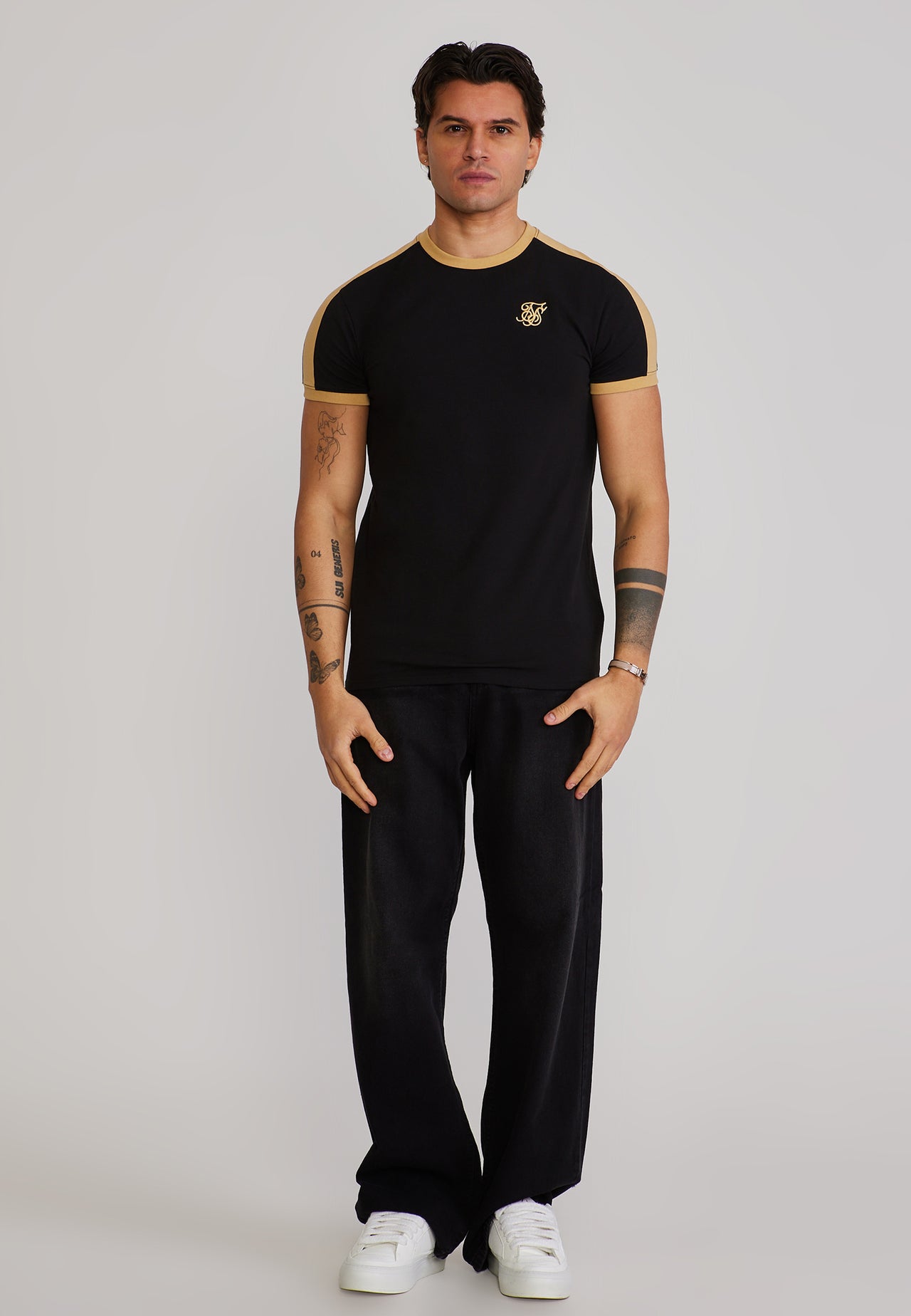 Black and Gold Stripe Ringer T-Shirt (2)