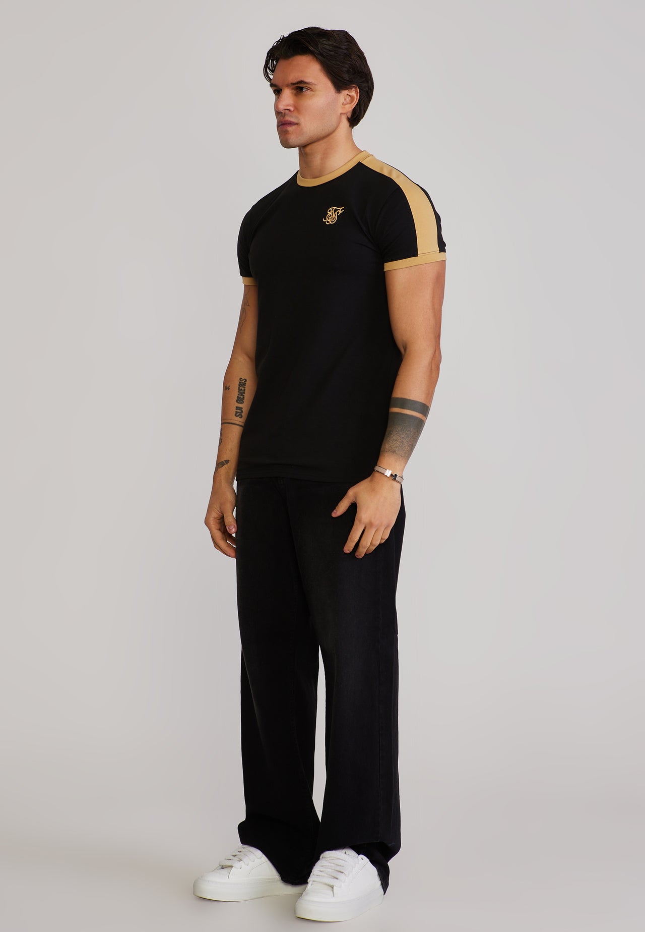 Black and Gold Stripe Ringer T-Shirt (3)