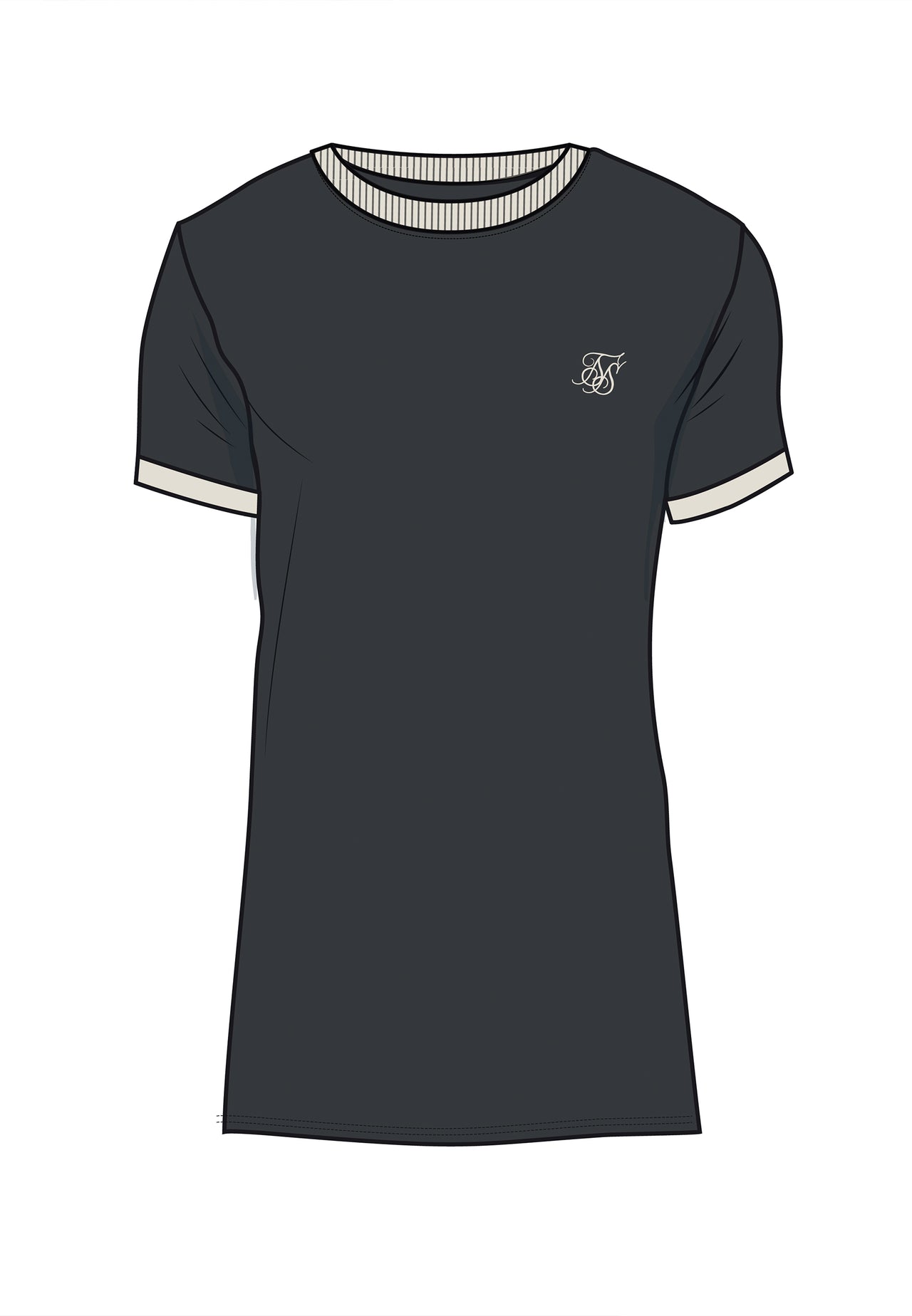 Grey and Ecru Ringer T-Shirt