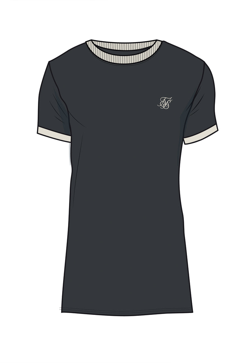 Grey and Ecru Ringer T-Shirt