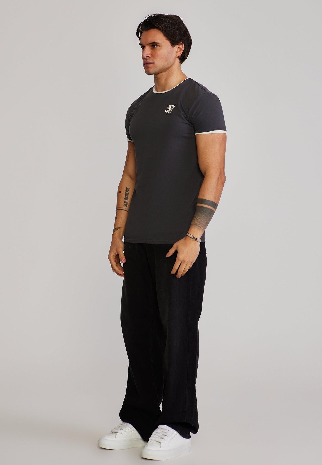 Grey and Ecru Ringer T-Shirt (3)