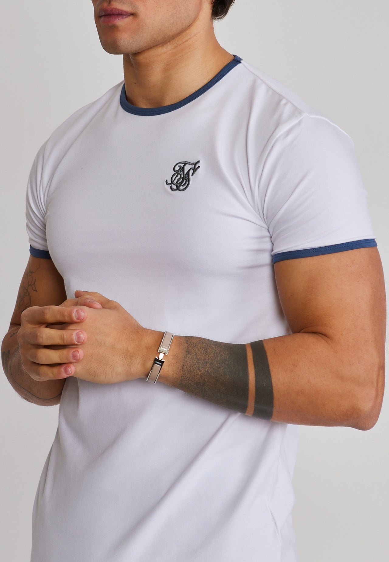 White and Blue Ringer T-Shirt (1)